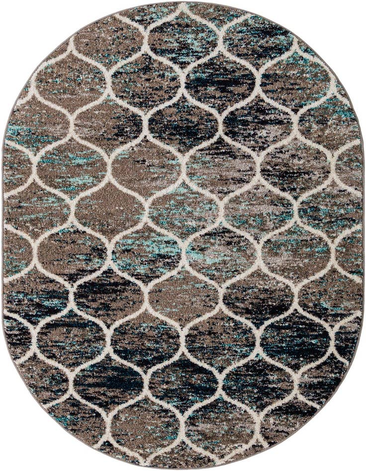 Detail image of  4' x 6' Lattice Frieze Oval Rug