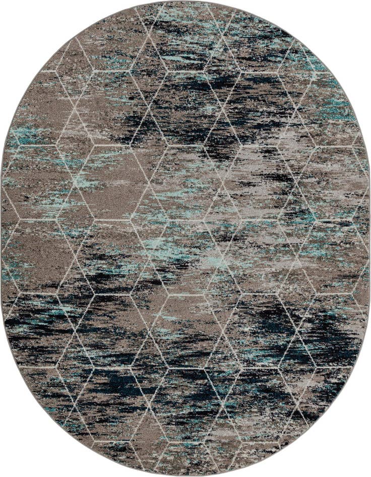 Detail image of  7' 10 x 10' Lattice Frieze Oval Rug