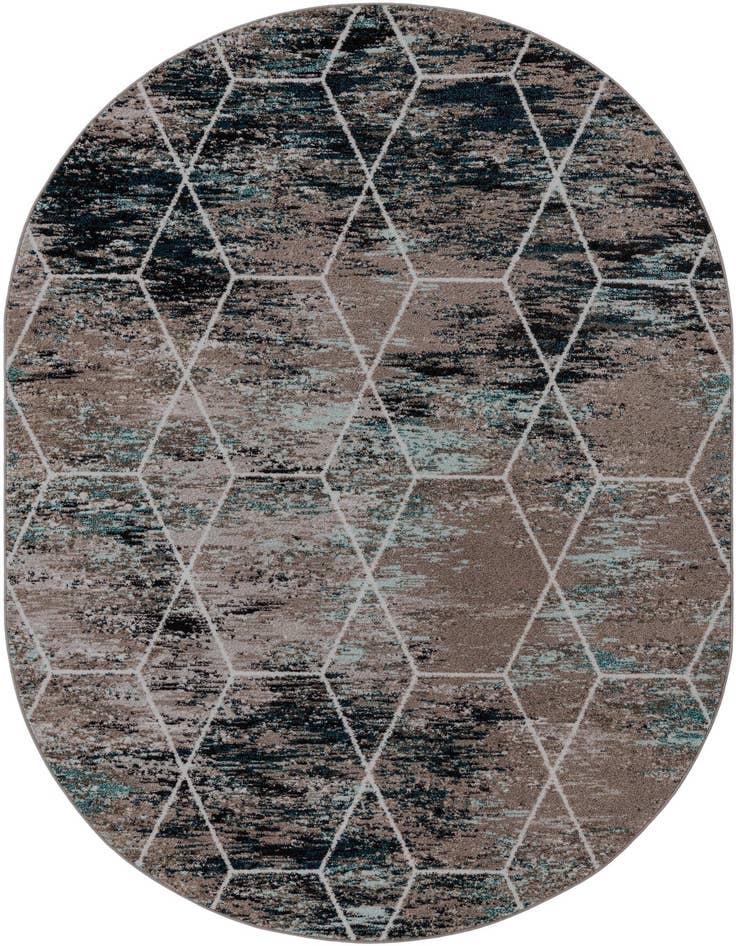 Detail image of  7' x 10' Lattice Frieze Oval Rug