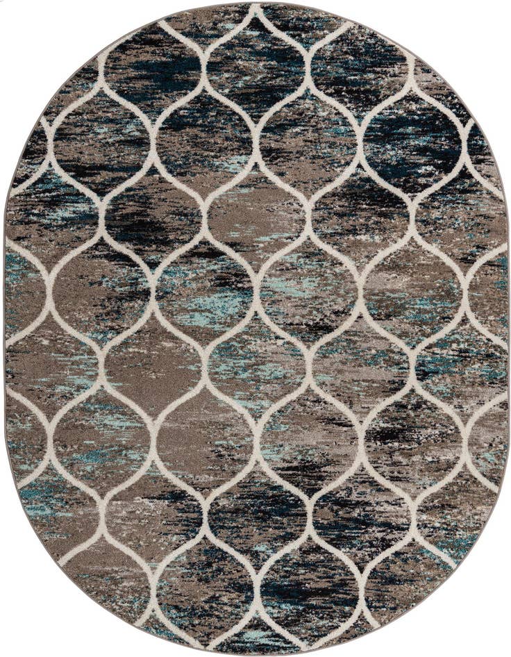 Detail image of  7' x 10' Lattice Frieze Oval Rug