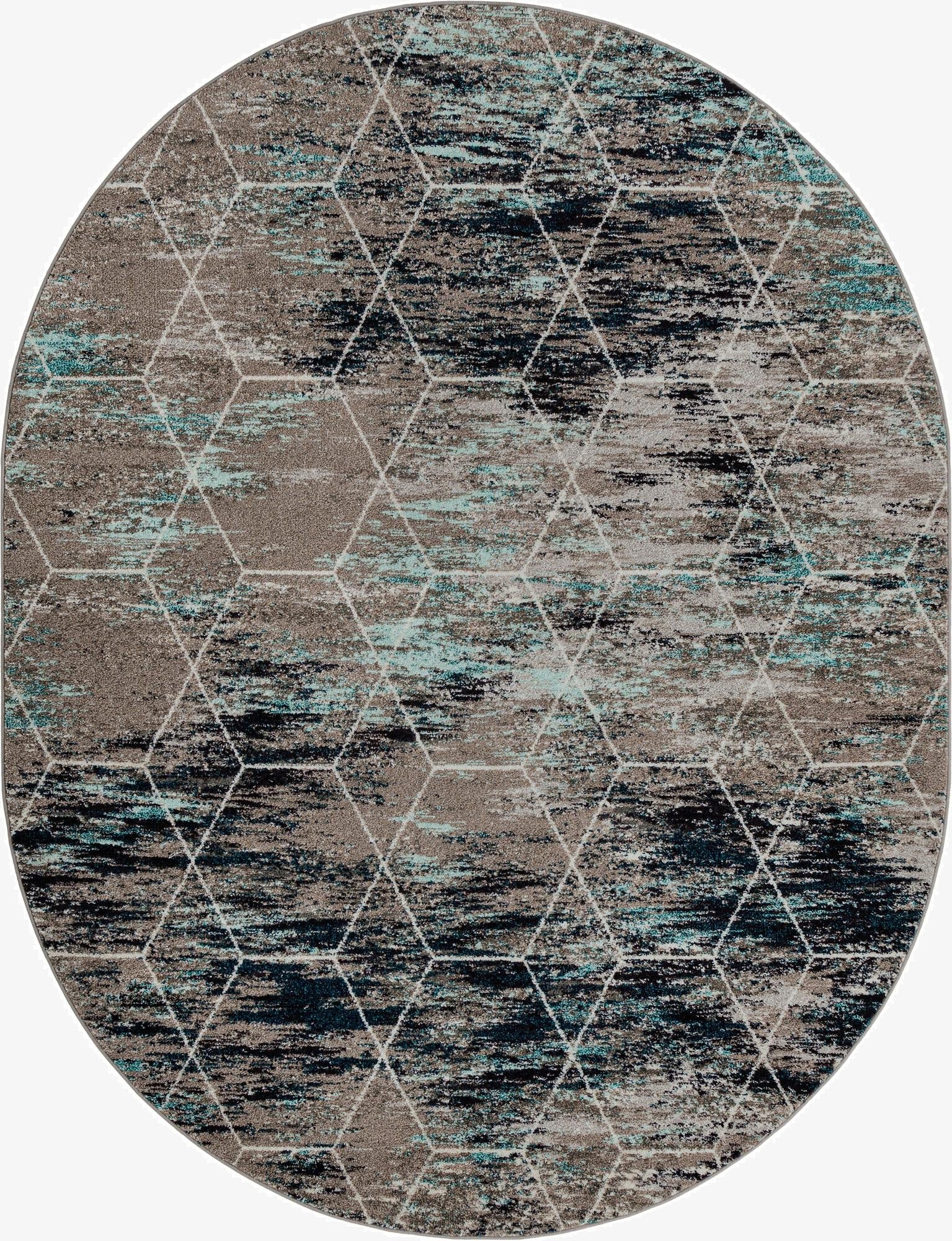  7' 10 x 10' Lattice Frieze Oval Rug