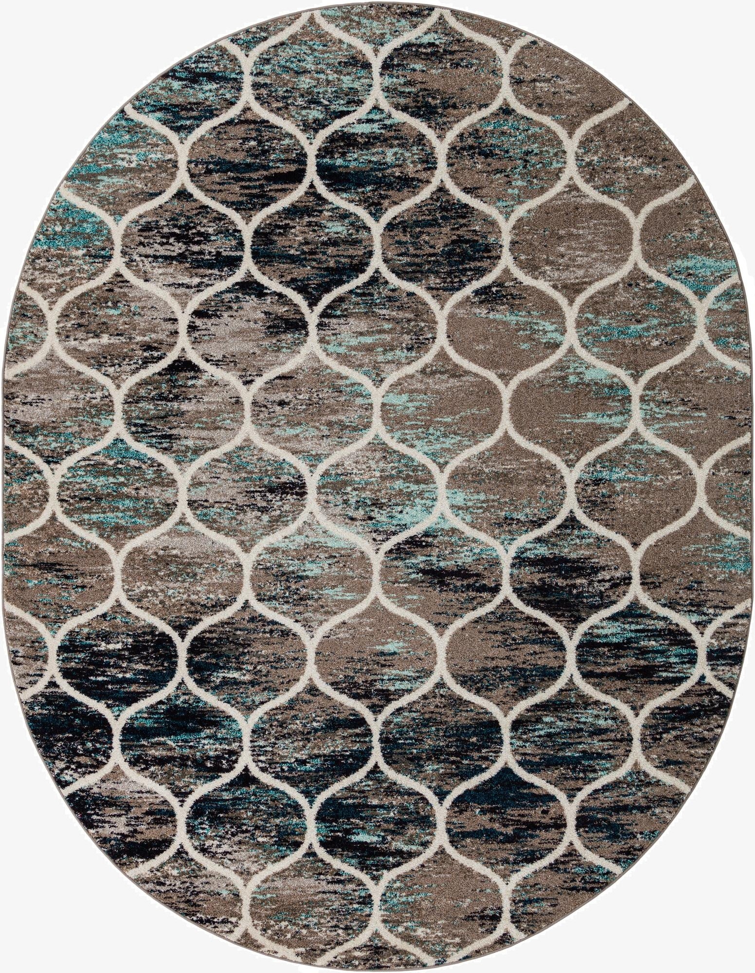  7' 10 x 10' Lattice Frieze Oval Rug