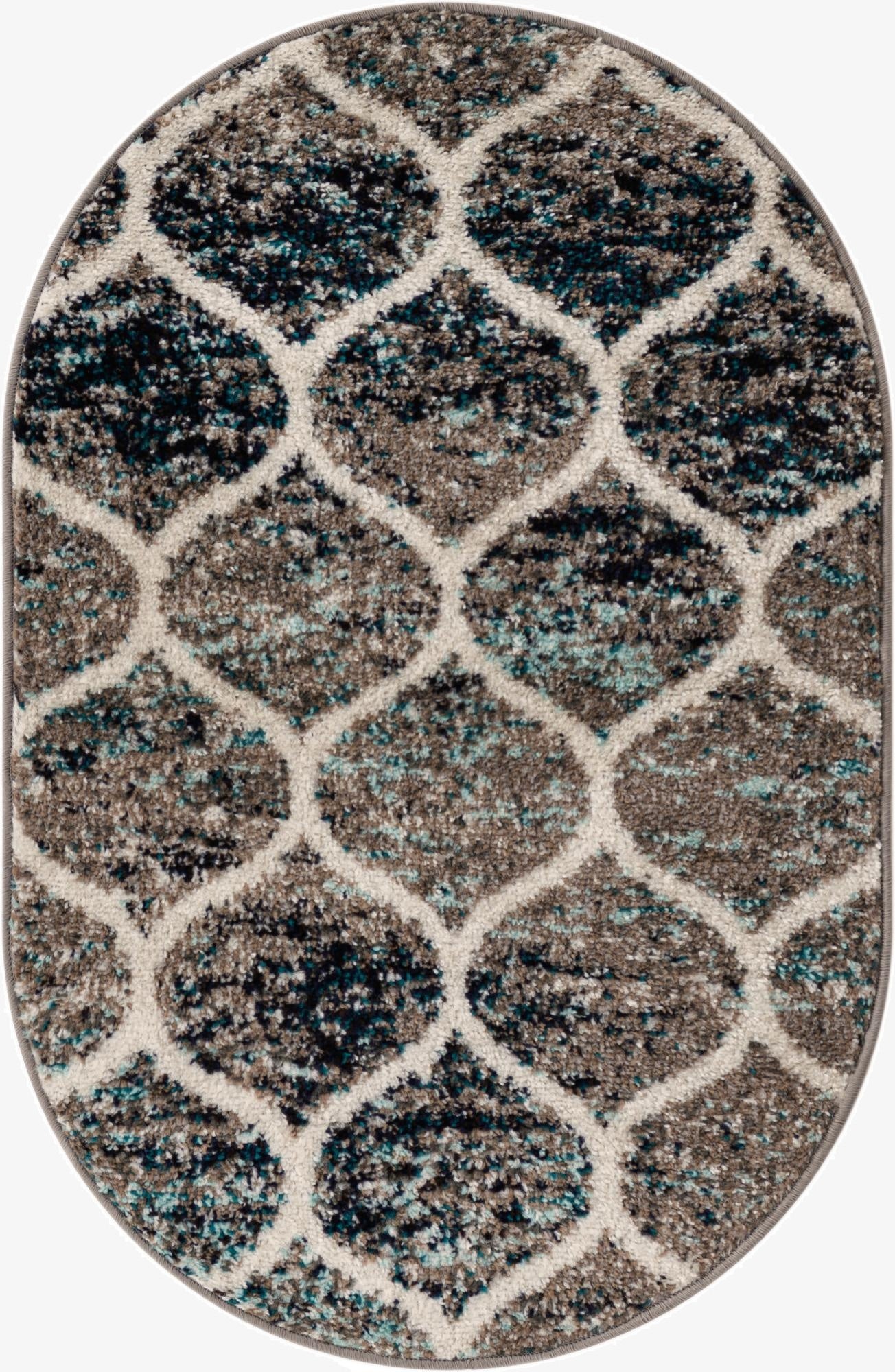  2' x 3' Lattice Frieze Oval Rug