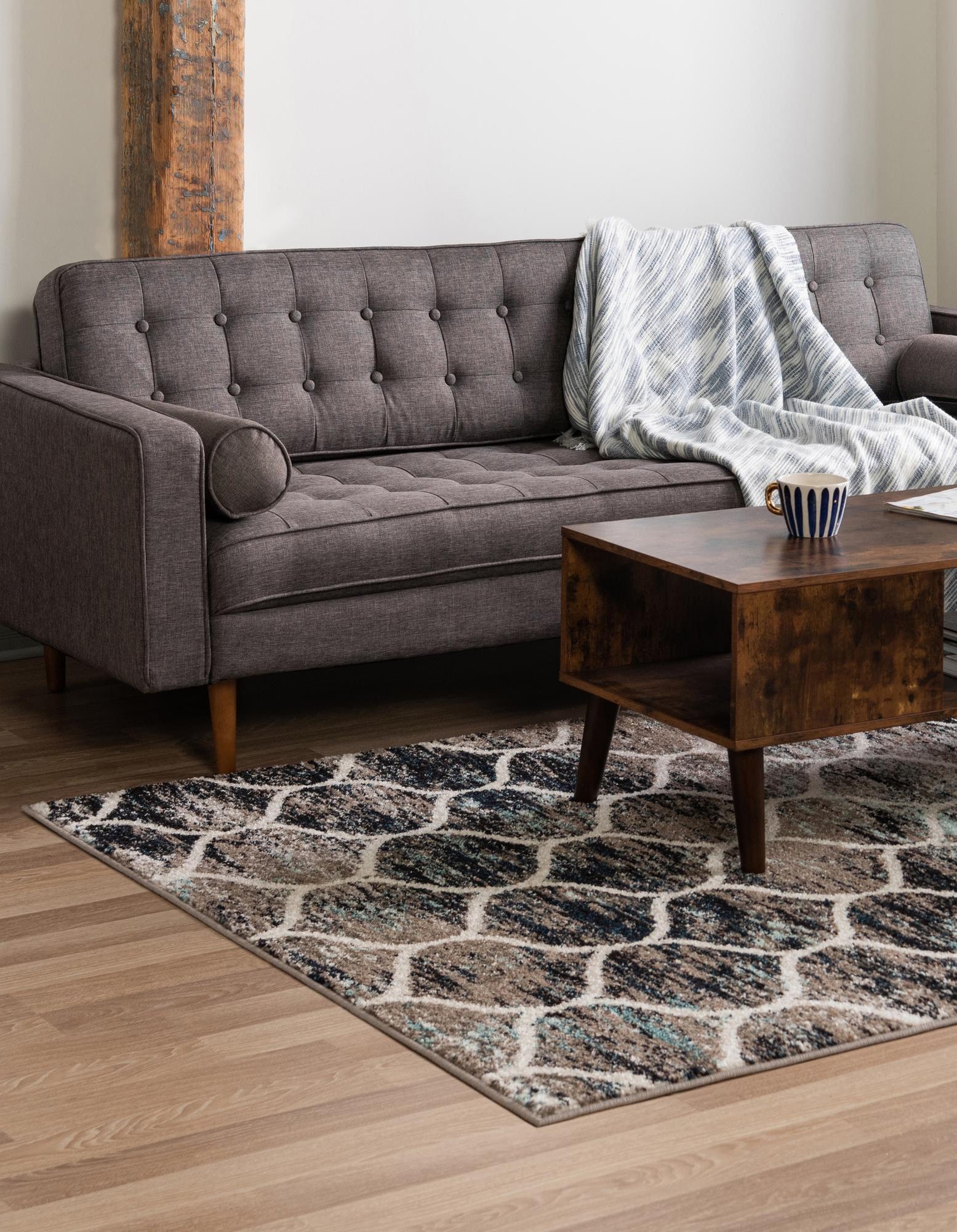 Blue Multicolor 4' x 6' Lattice Frieze Rug | Rugs.com