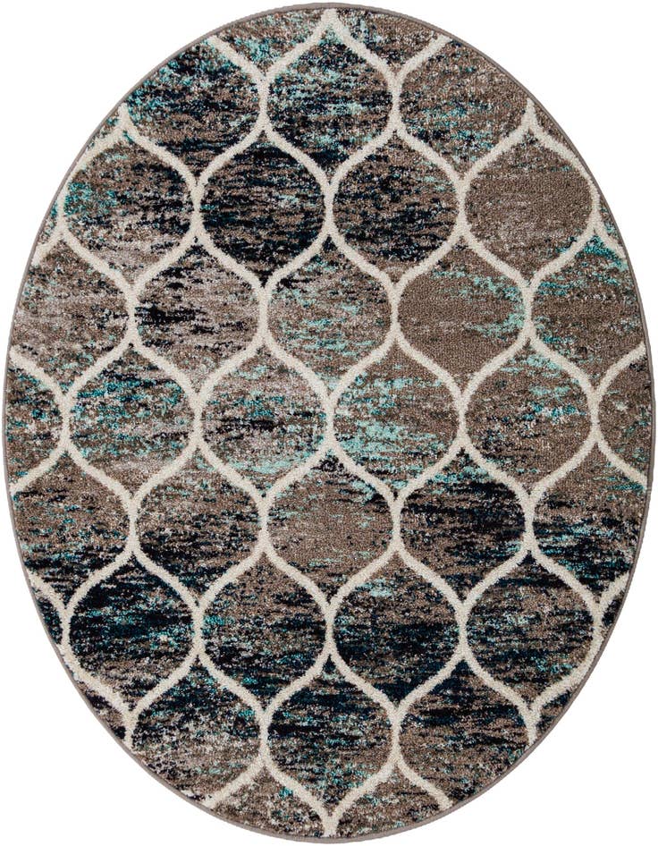 Detail image of  5' 3 x 5' 3 Lattice Frieze Round Rug