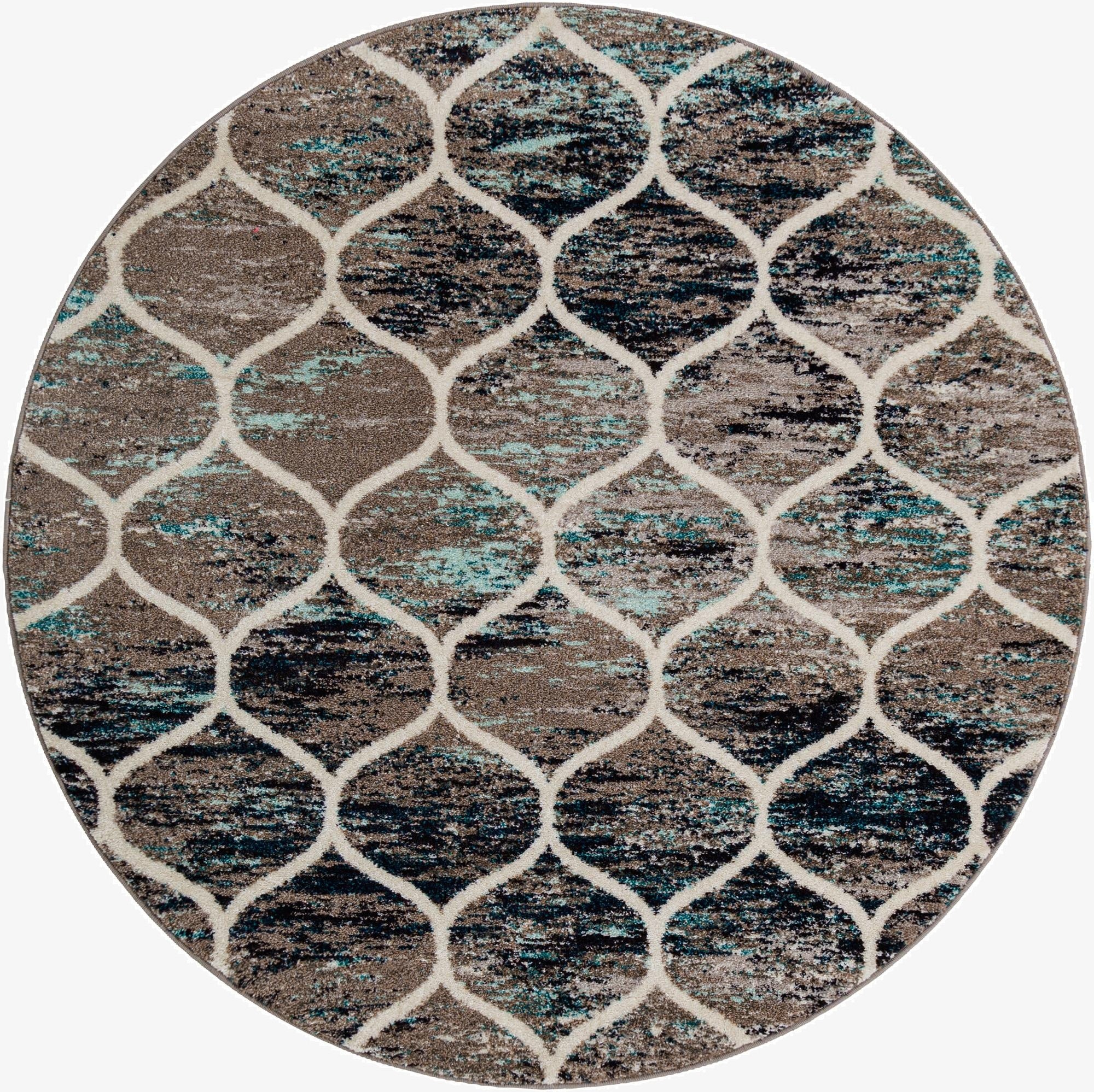  6' x 6' Lattice Frieze Round Rug