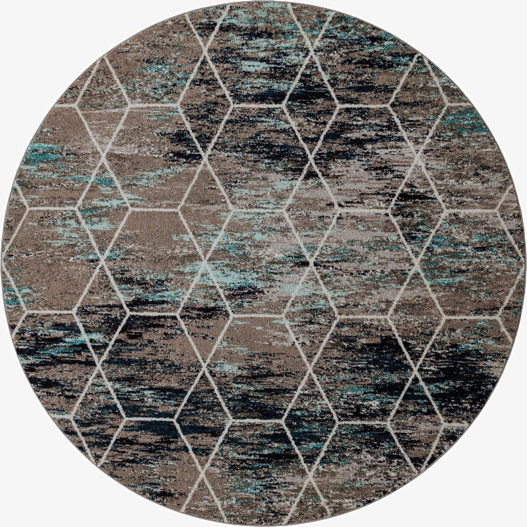  7' 10 x 7' 10 Lattice Frieze Round Rug