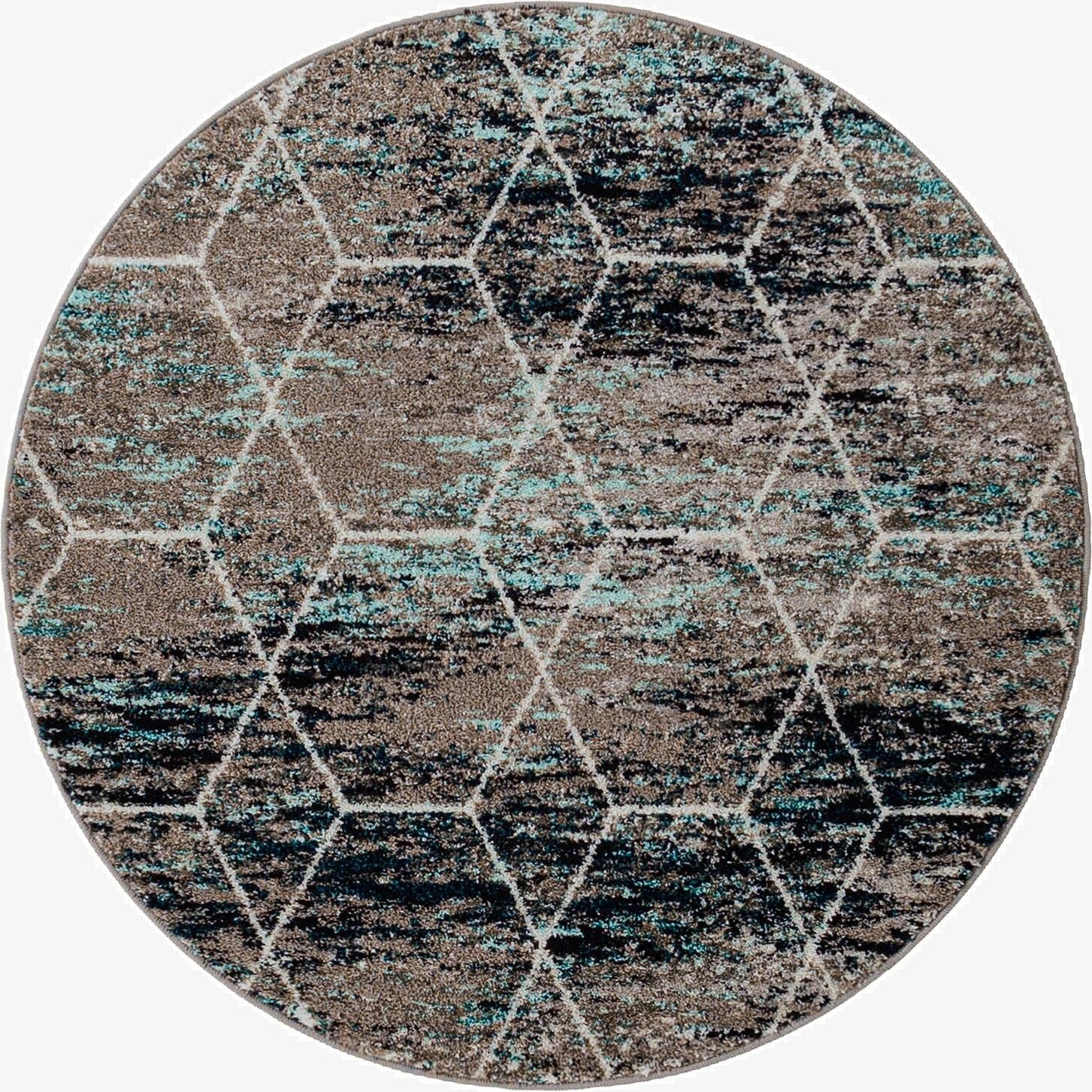  4' x 4' Lattice Frieze Round Rug