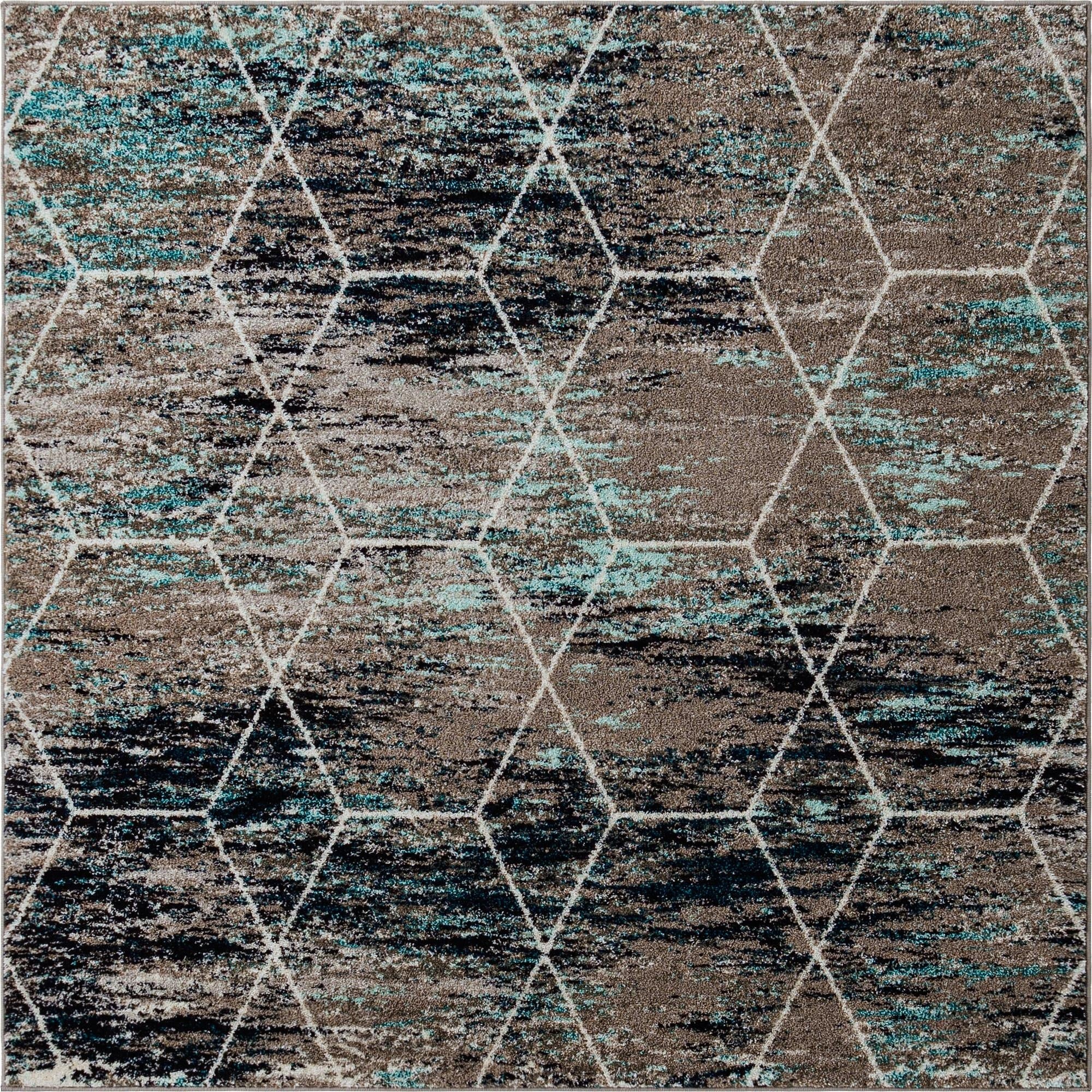  6' x 6' Lattice Frieze Square Rug