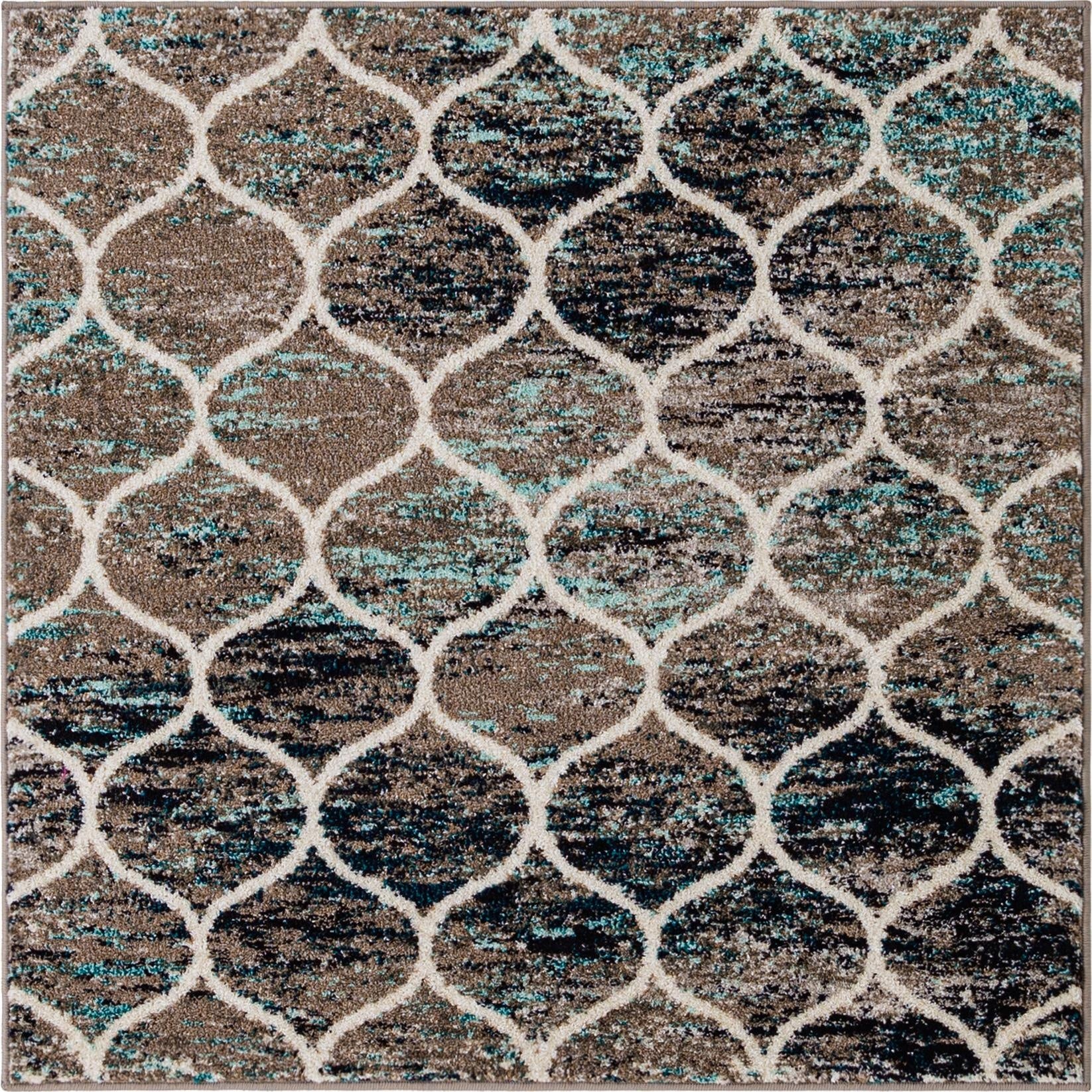  4' x 4' Lattice Frieze Square Rug