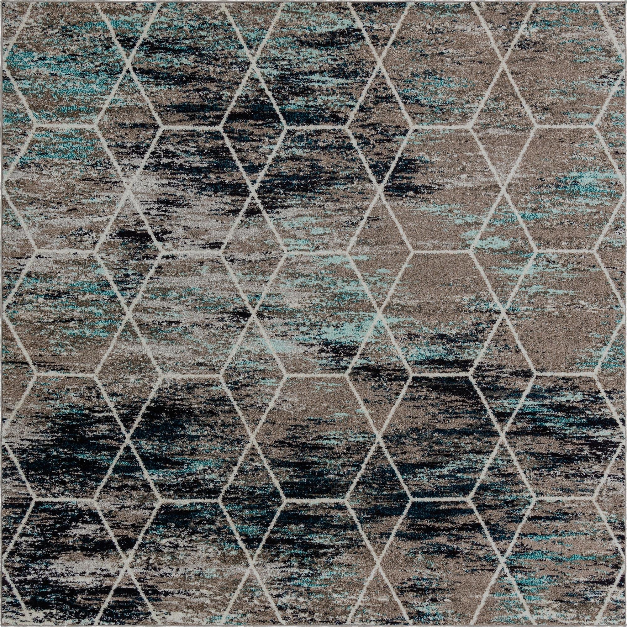  7' 10 x 7' 10 Lattice Frieze Square Rug