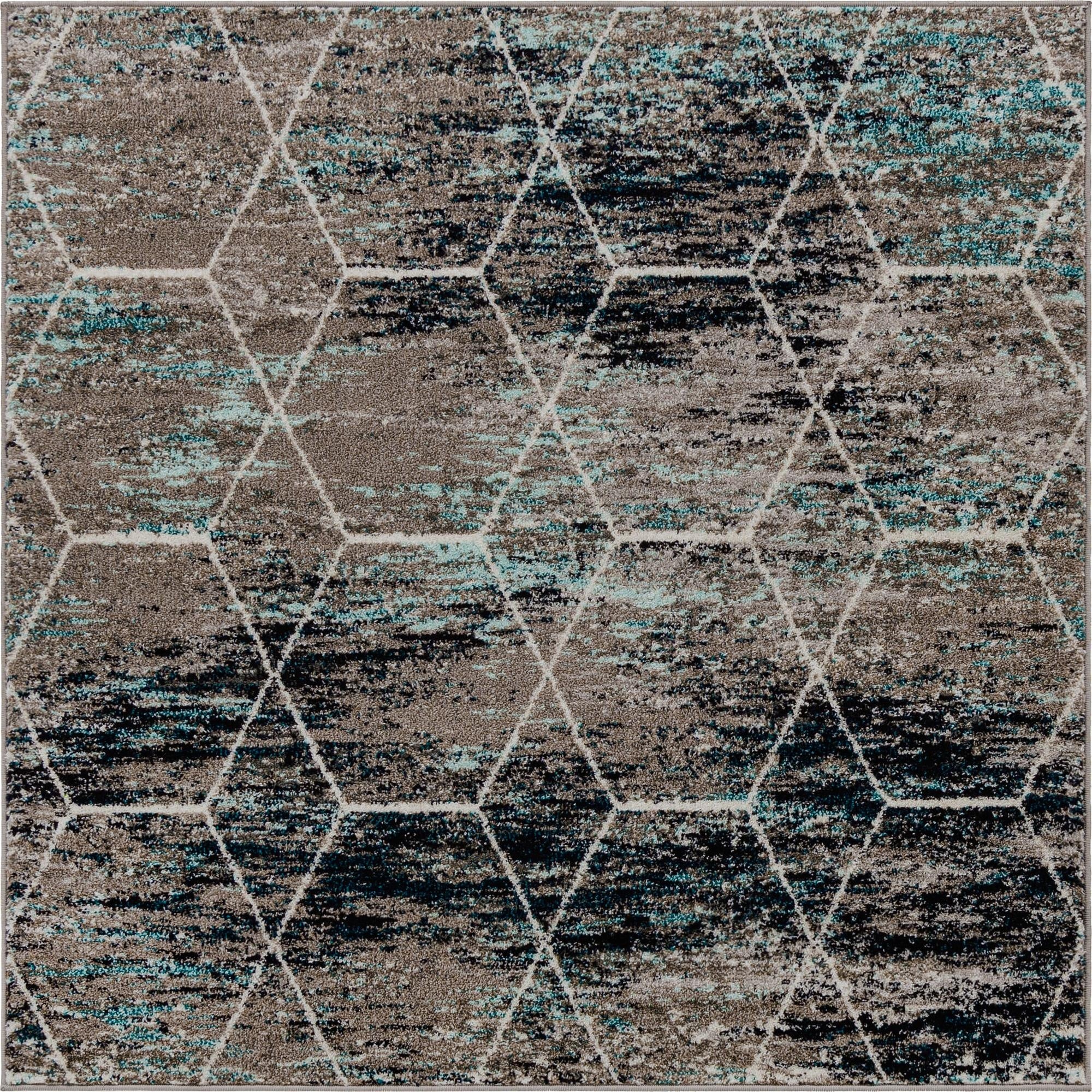  5' 3 x 5' 3 Lattice Frieze Square Rug