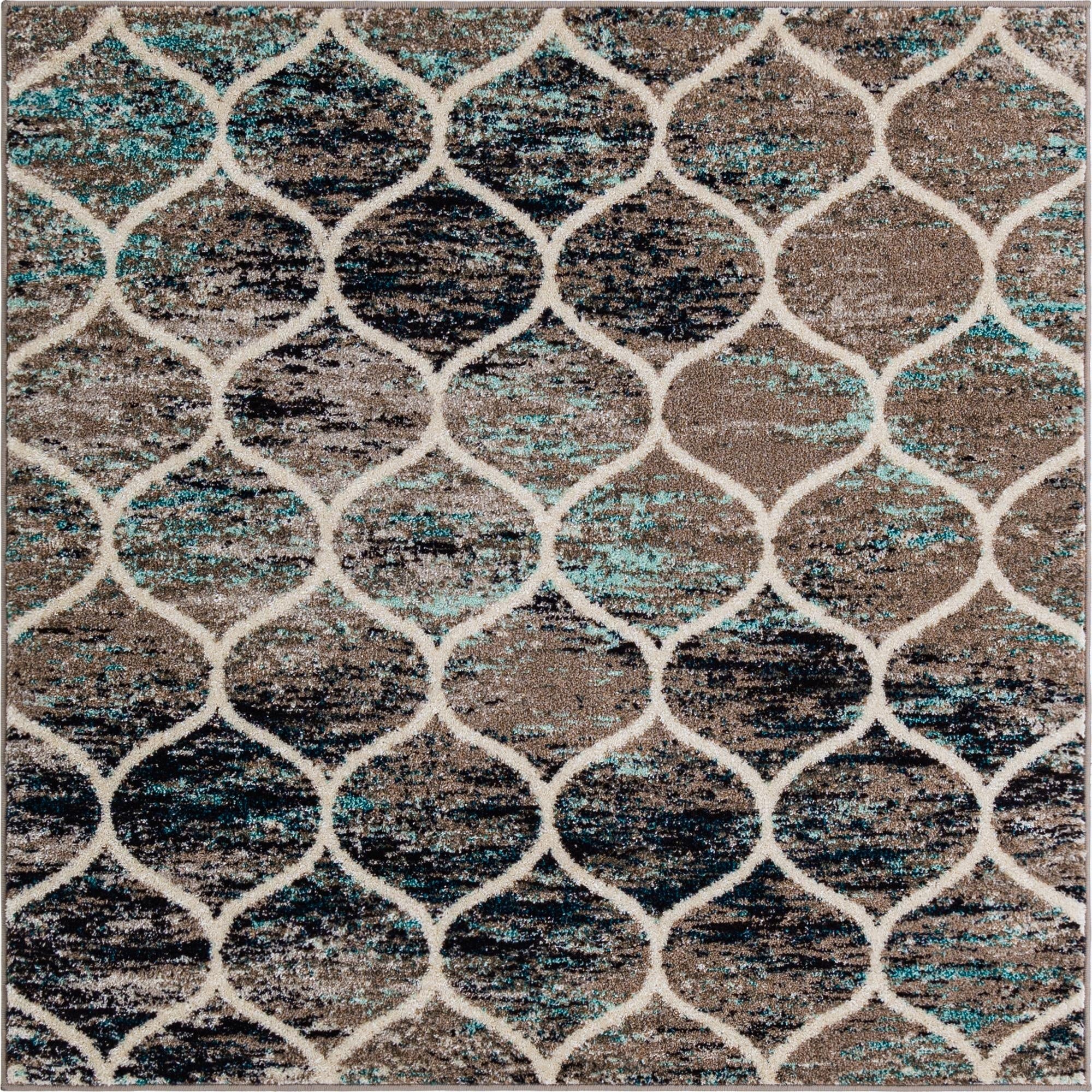  5' 3 x 5' 3 Lattice Frieze Square Rug