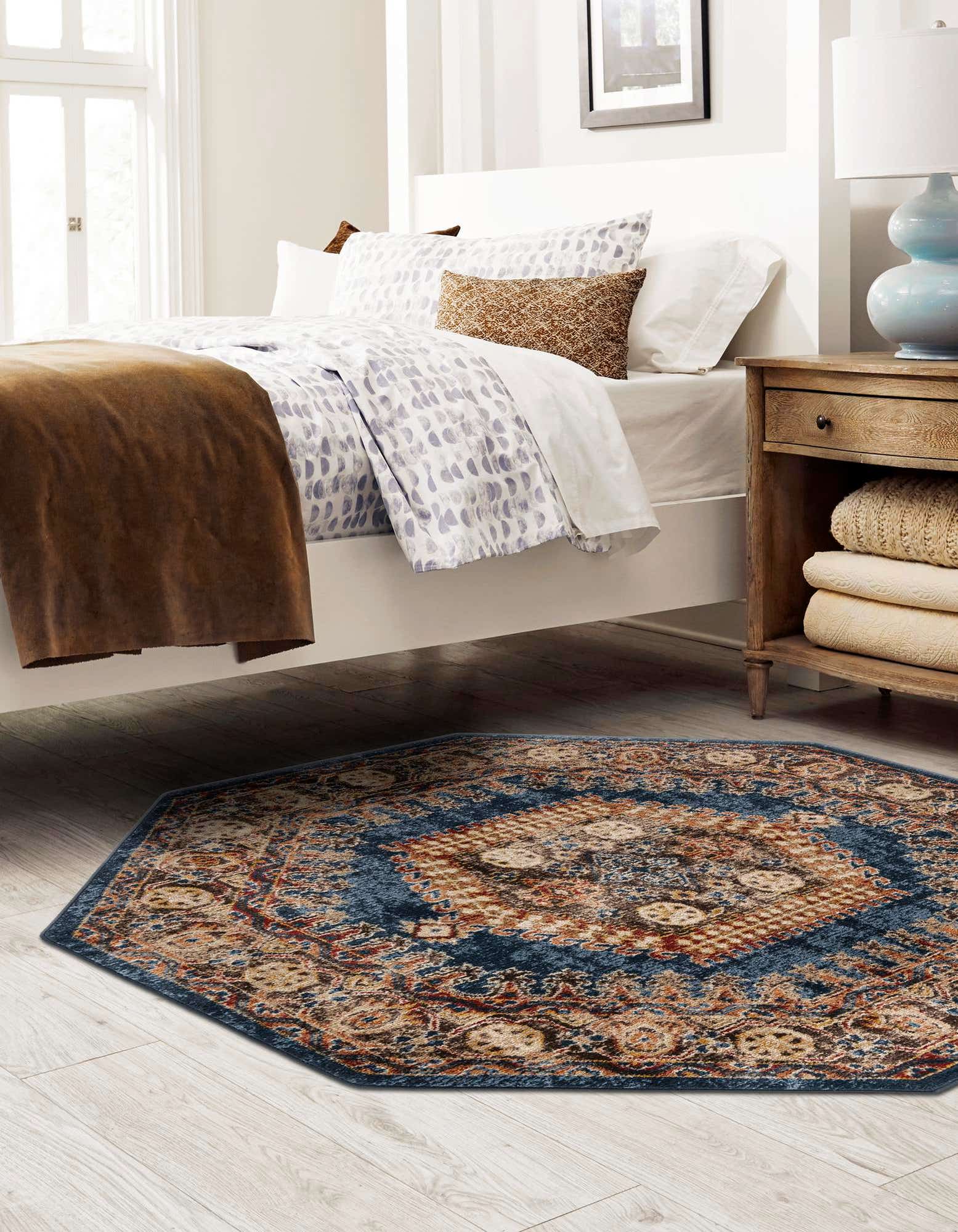 Blue 5' 3 x 5' 3 Eden Octagon Rug | Rugs.com