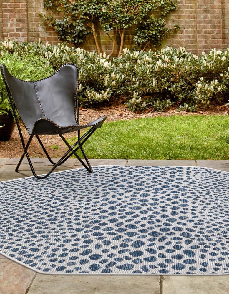 Blue 7' 10 x 7' 10 Jill Zarin Cape Town Indoor / Outdoor Octagon Rug ...