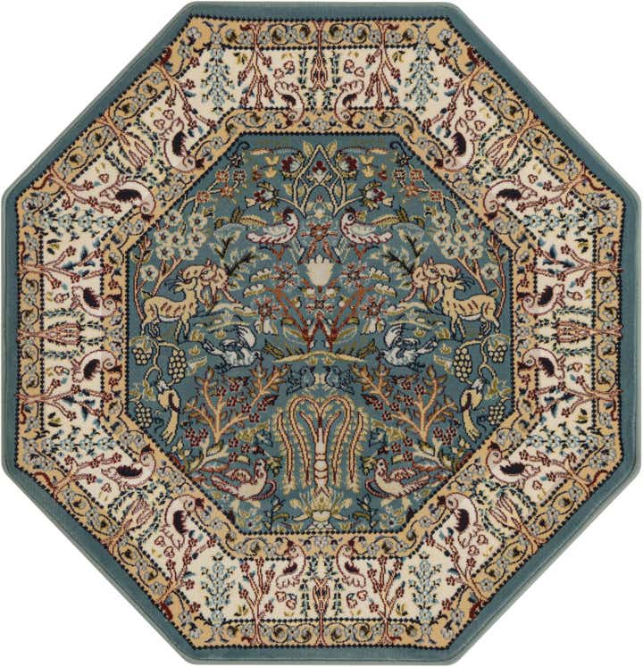 Blue 3' 3 x 3' 3 Nain Design Octagon Rug | Rugs.com