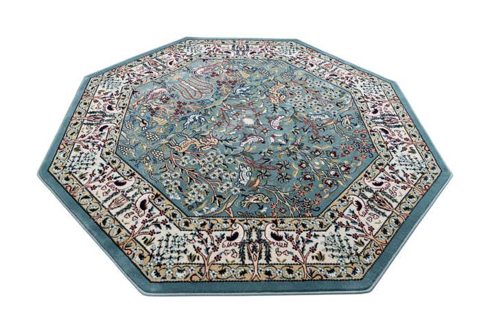 Blue 6' x 6' Nain Design Octagon Rug | Rugs.com