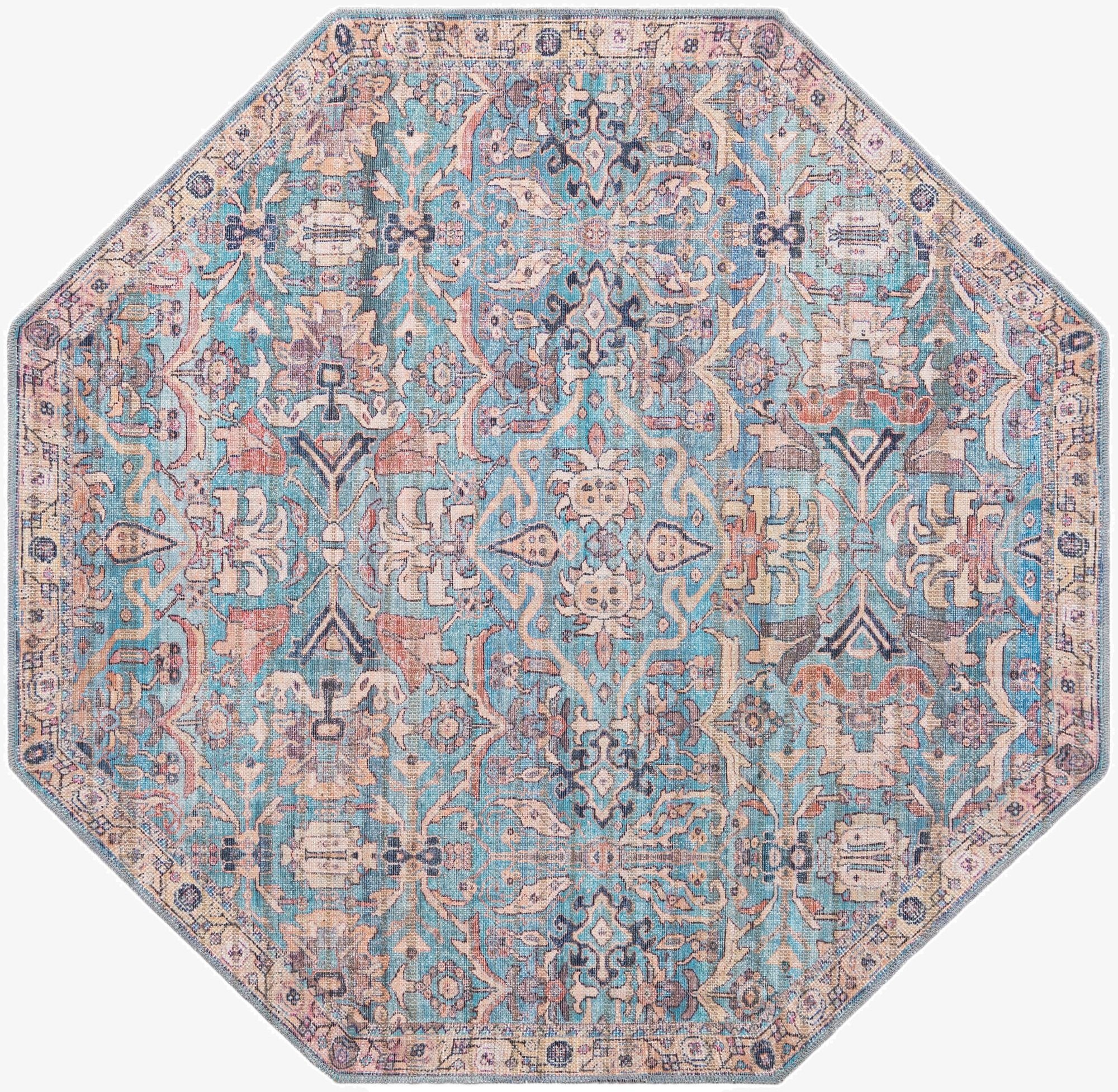  5' 3 x 5' 3  Washable Nostalgia Octagon Rug