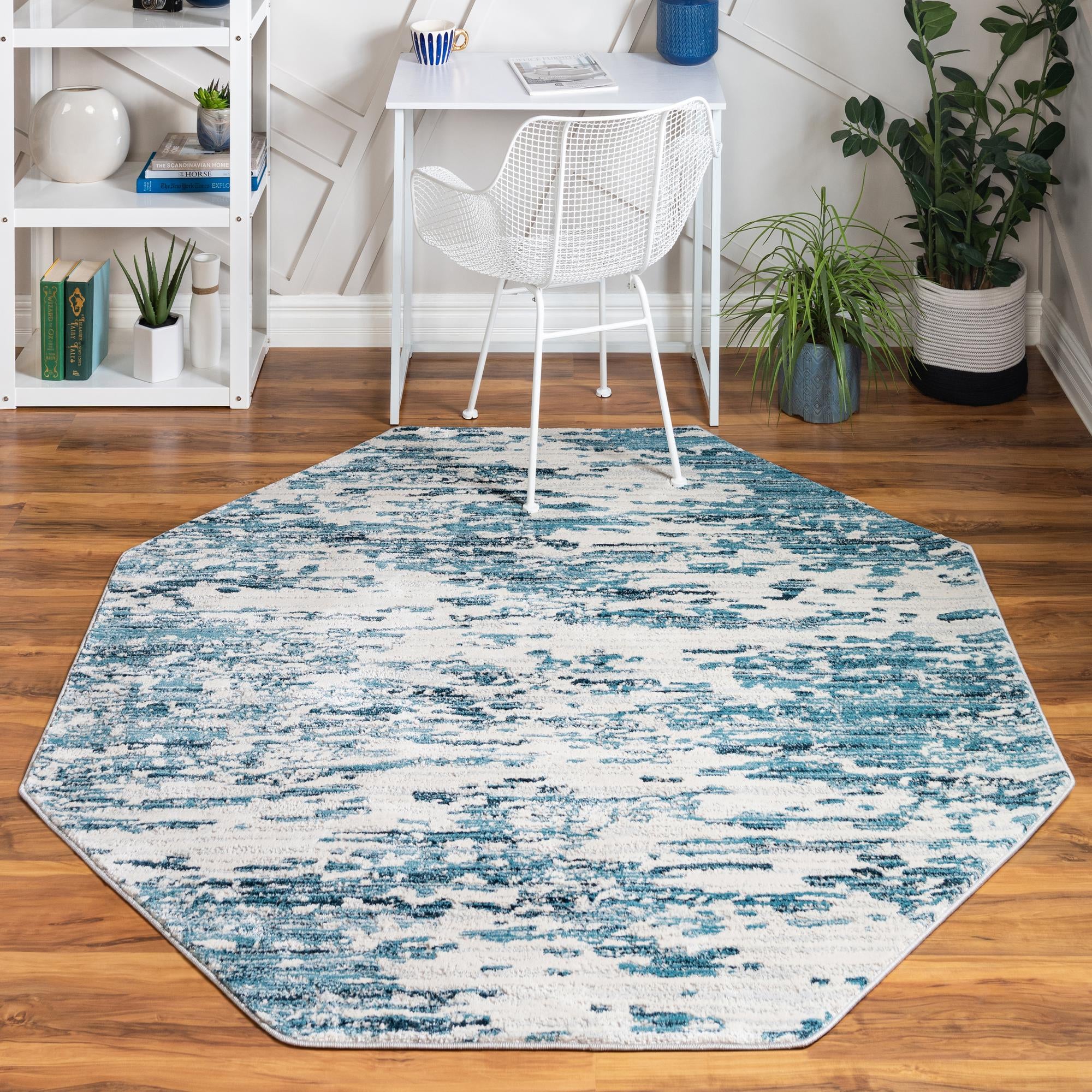 Blue 6' x 6' Oasis Octagon Rug | Rugs.com