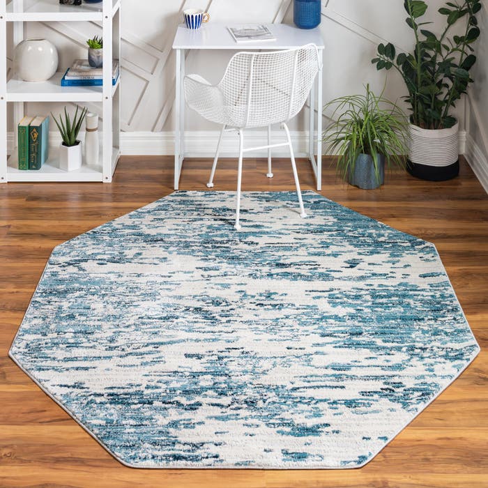 Blue 6' x 6' Oasis Octagon Rug | Rugs.com