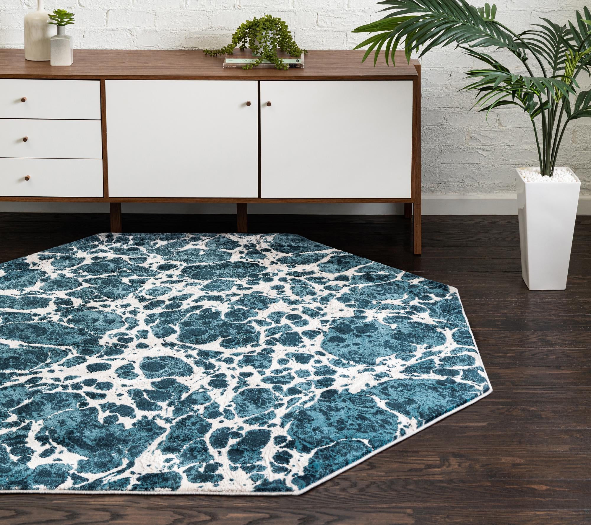 Blue 6' x 6' Oasis Octagon Rug | Rugs.com