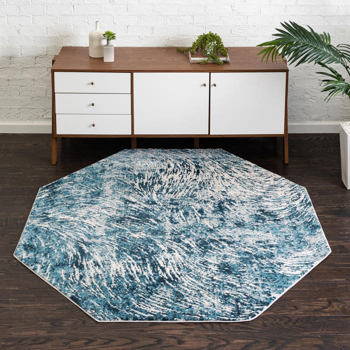 Blue 6' x 6' Oasis Octagon Rug | Rugs.com