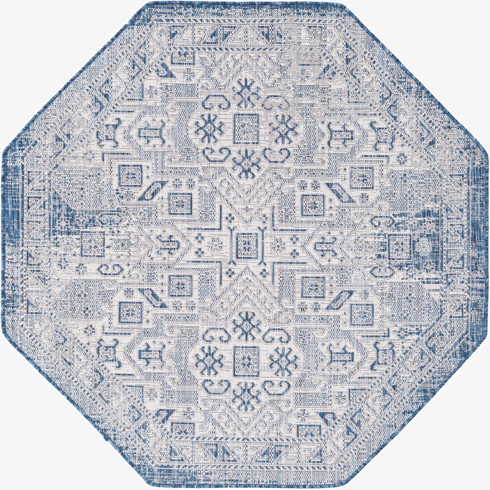  5' 3 x 5' 3  Washable Aztec Indoor / Outdoor Octagon Rug