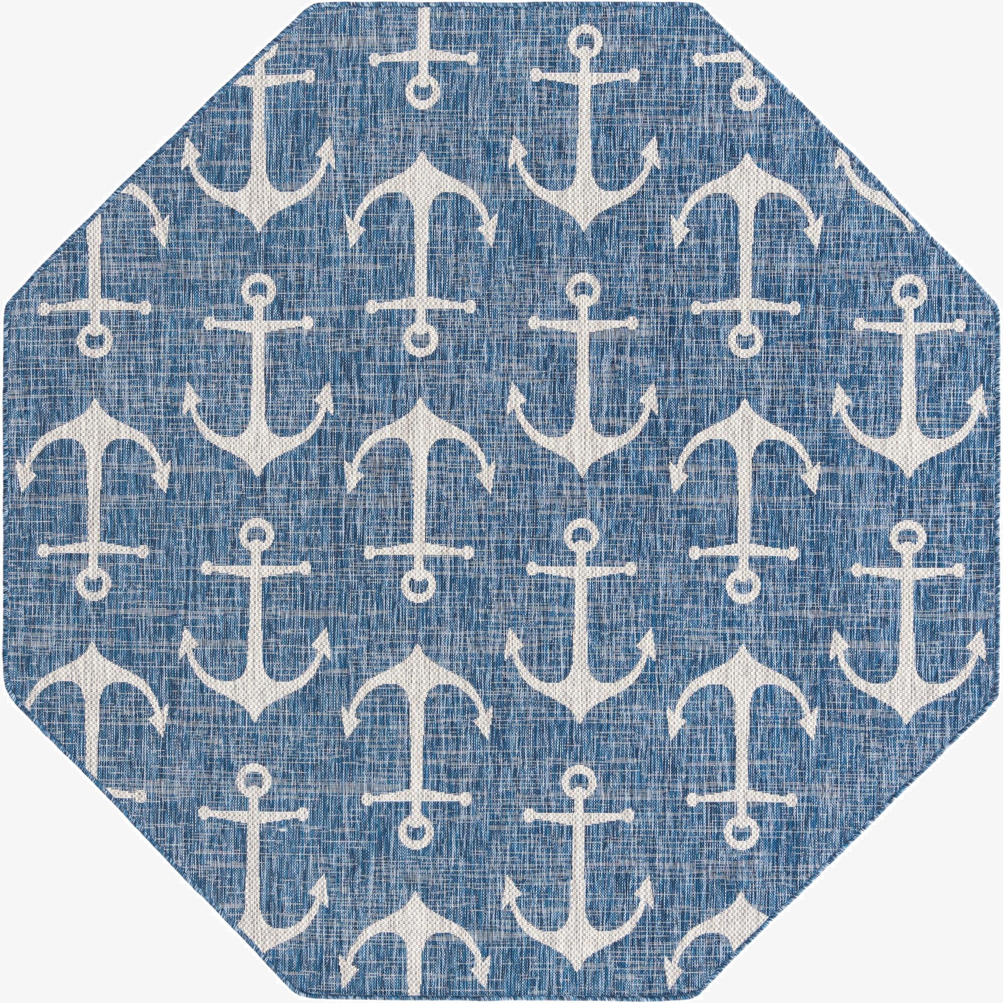  7' 10 x 7' 10  Washable Coastal Indoor / Outdoor Octagon Rug