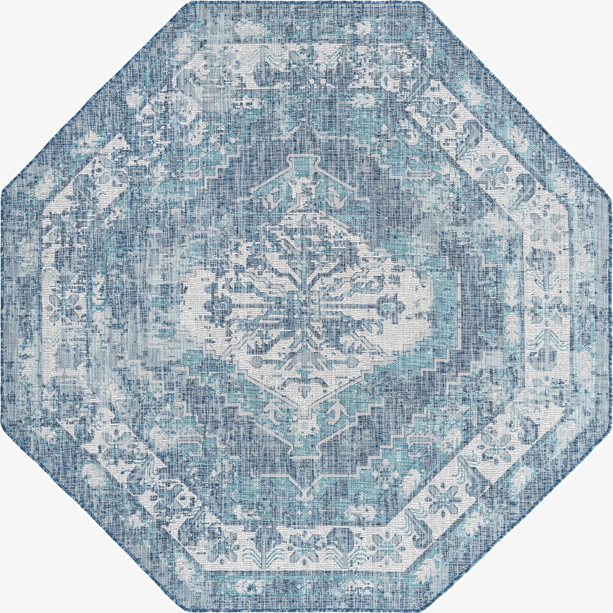  7' 10 x 7' 10  Washable Traditional Indoor / Outdoor Octagon Rug