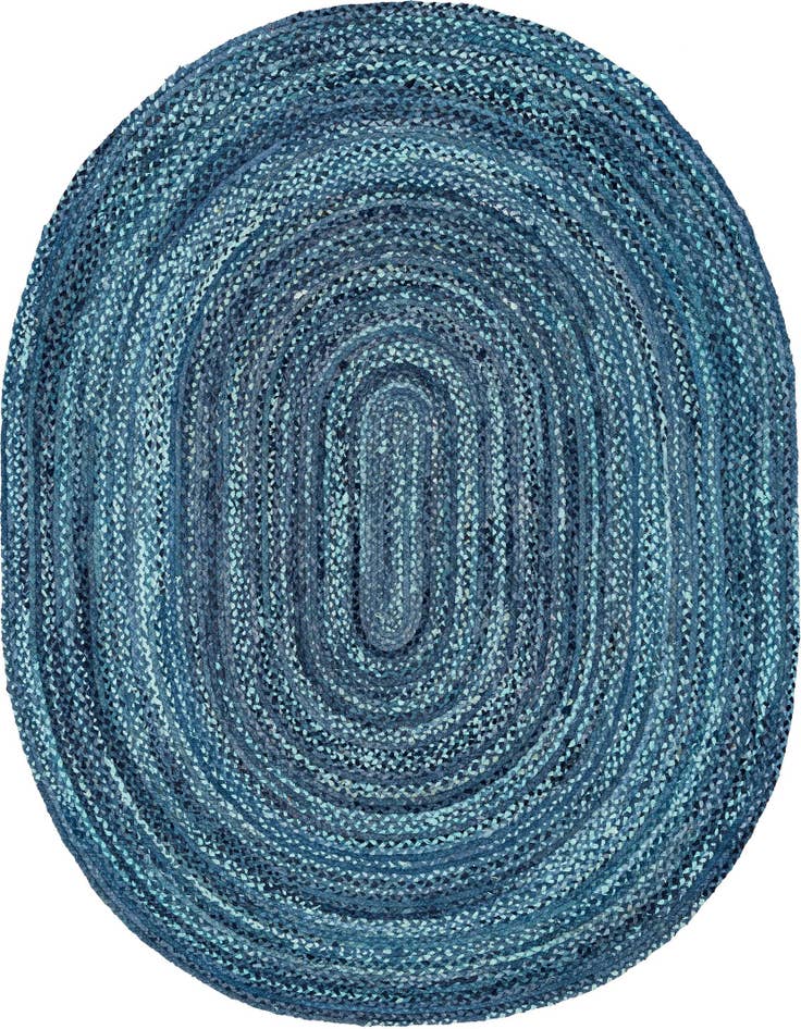 Detail image of  8' x 10'  Hand Braided Chindi Oval Rug