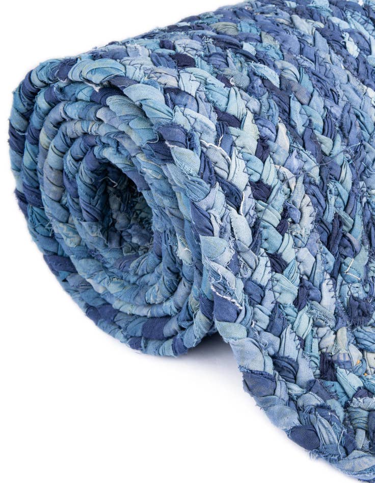 Detail image of  8' x 10'  Hand Braided Chindi Oval Rug