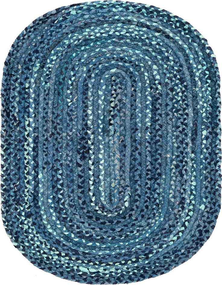 Detail image of  3' 3 x 5' 1  Hand Braided Chindi Oval Rug
