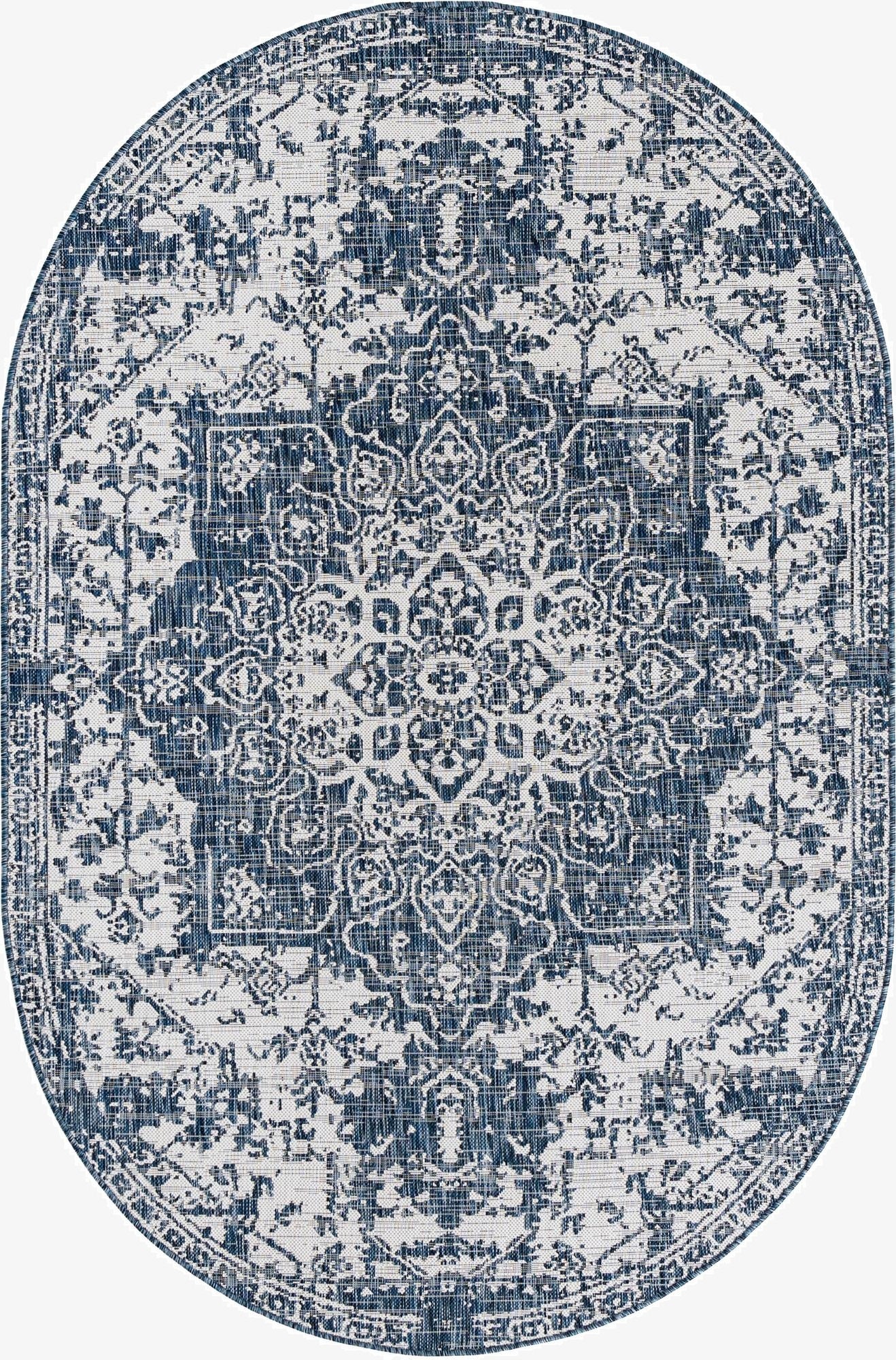  5' 3 x 8'  Washable Jill Zarin Dubai Indoor / Outdoor Oval Rug
