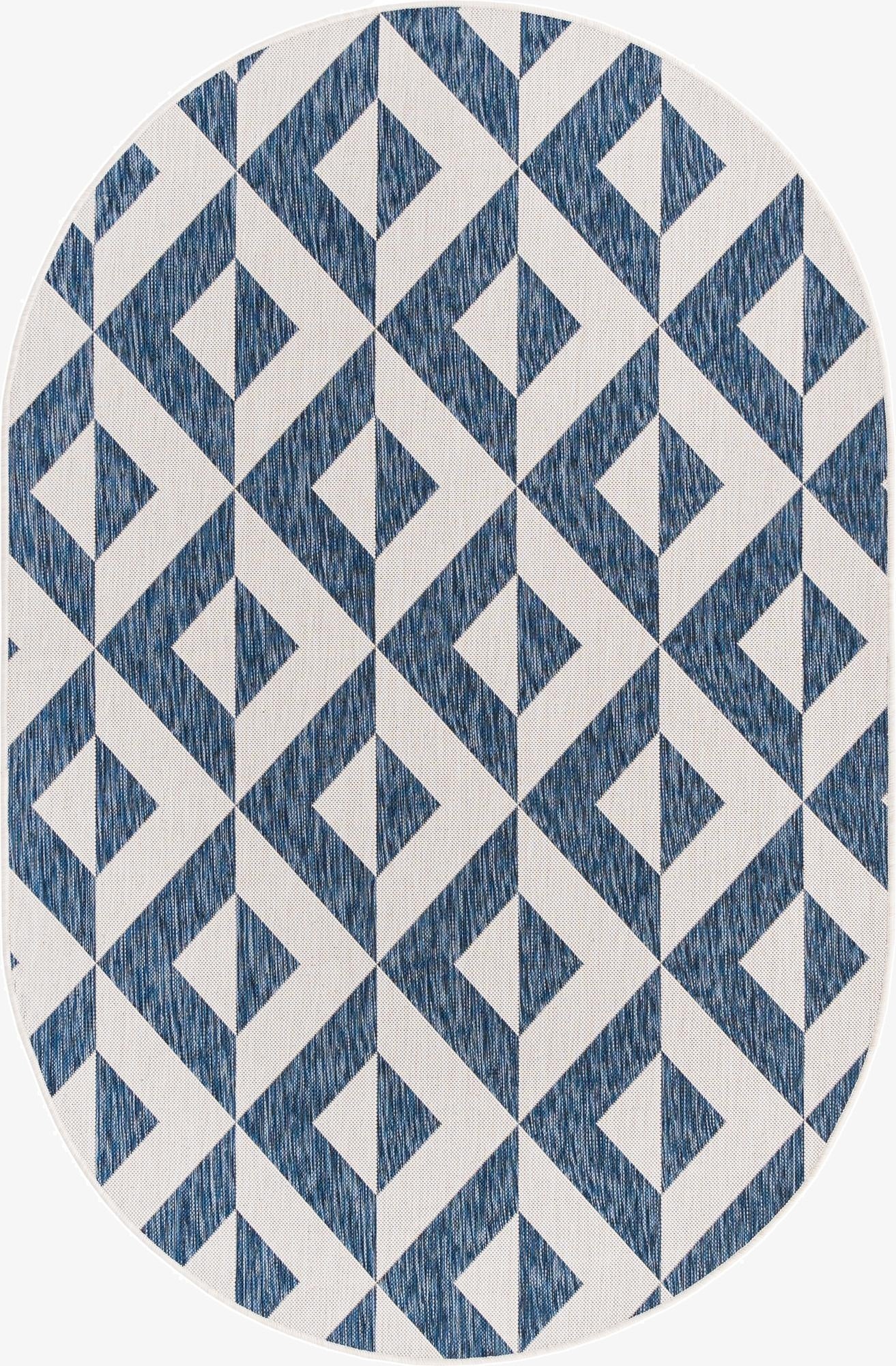  5' 3 x 8'  Washable Jill Zarin Napa Indoor / Outdoor Oval Rug