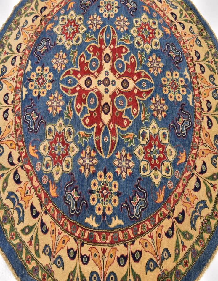 Detail image of  6' 6 x 6' 8  Hand Knotted Kazak Oval Rug