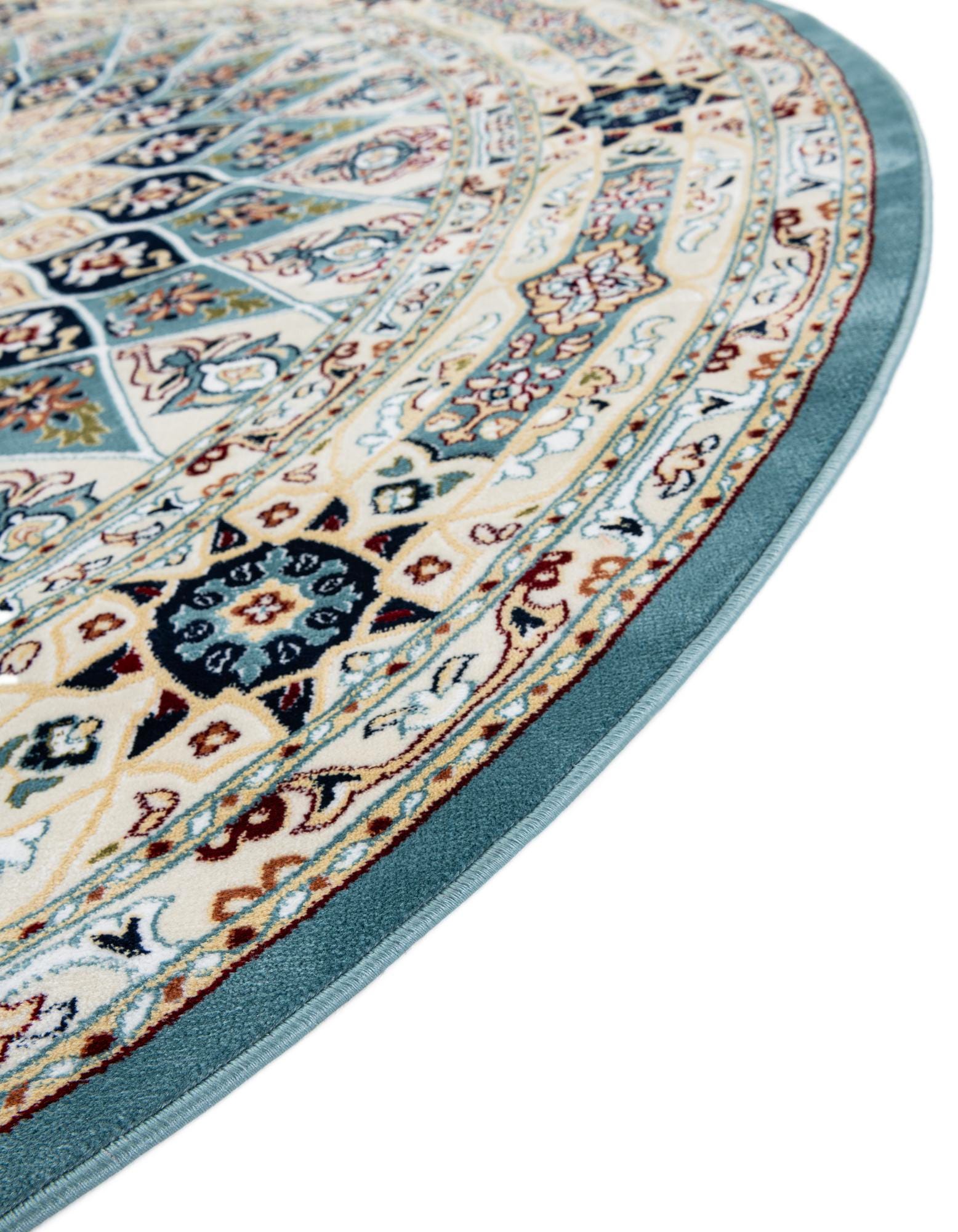 Blue 4' x 6' Nain Design Oval Rug | Rugs.com