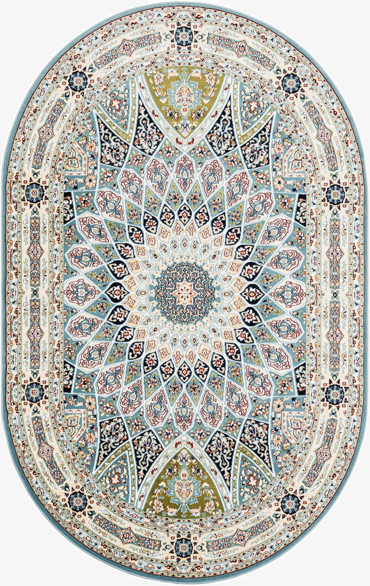  5' 3 x 8' Nain Design Oval Rug