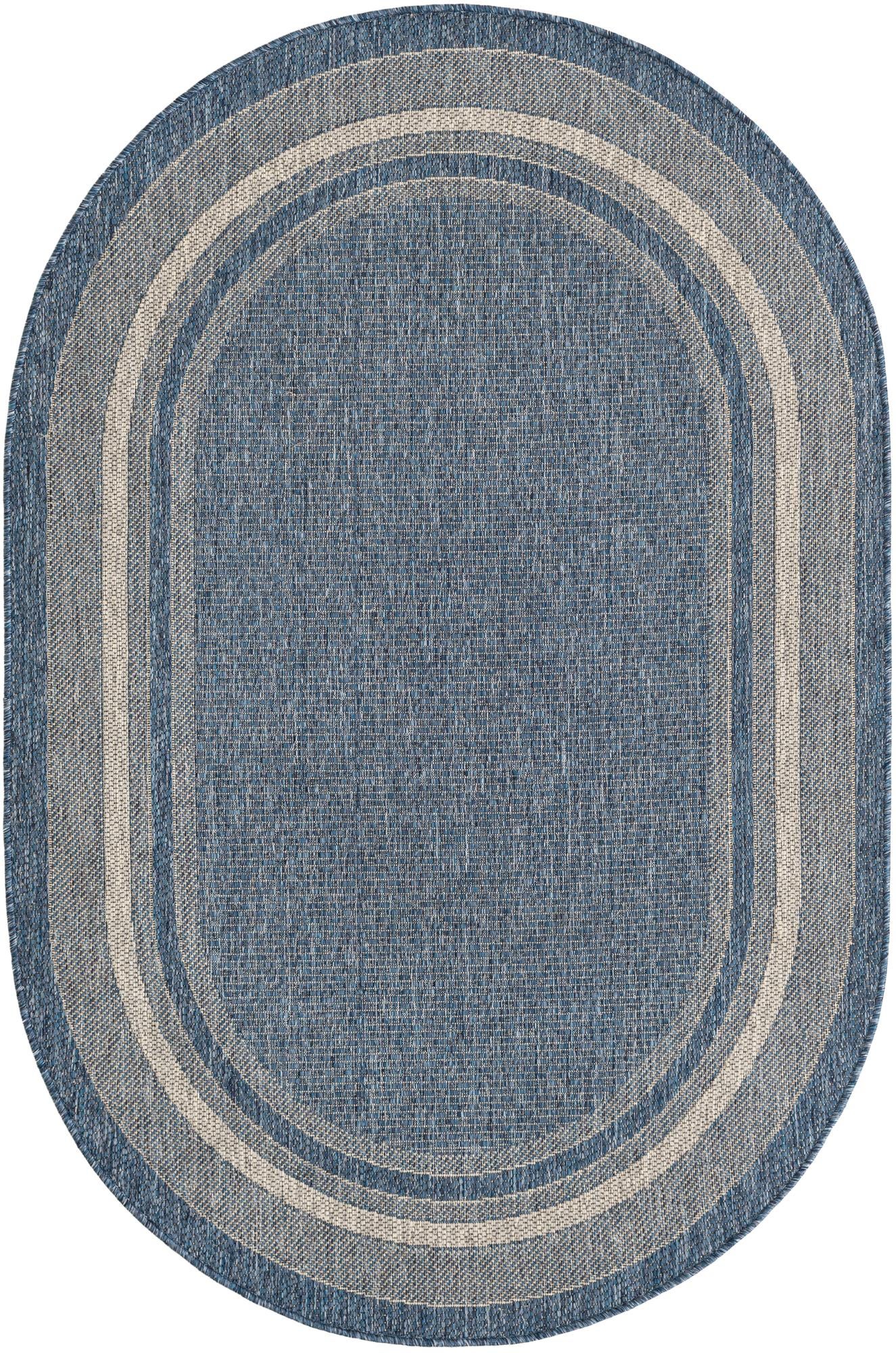  4' x 6'  Washable Border Indoor / Outdoor Oval Rug