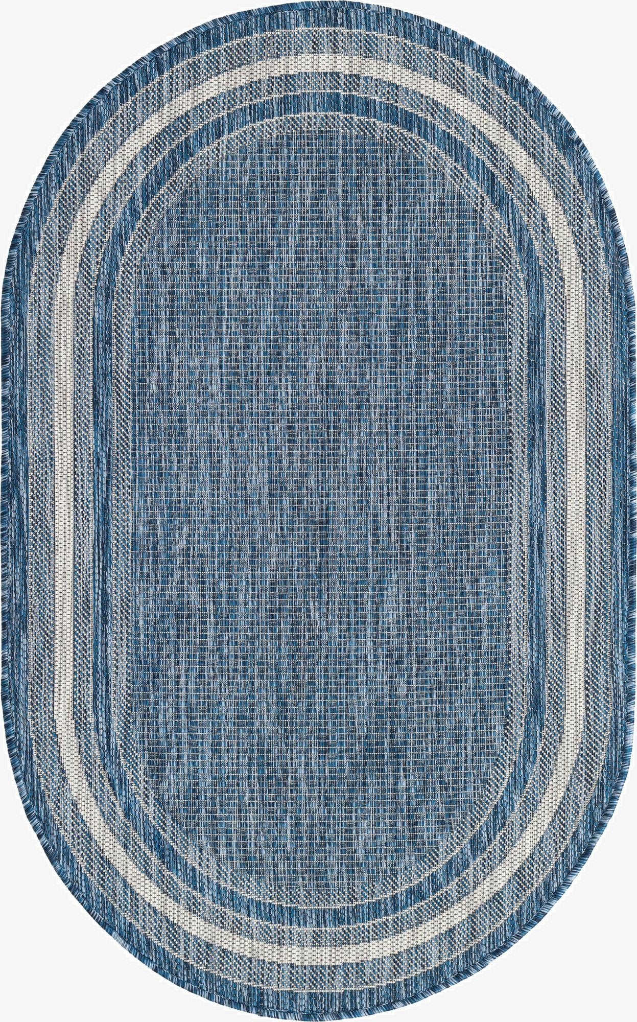  3' x 5' 3  Washable Border Indoor / Outdoor Oval Rug