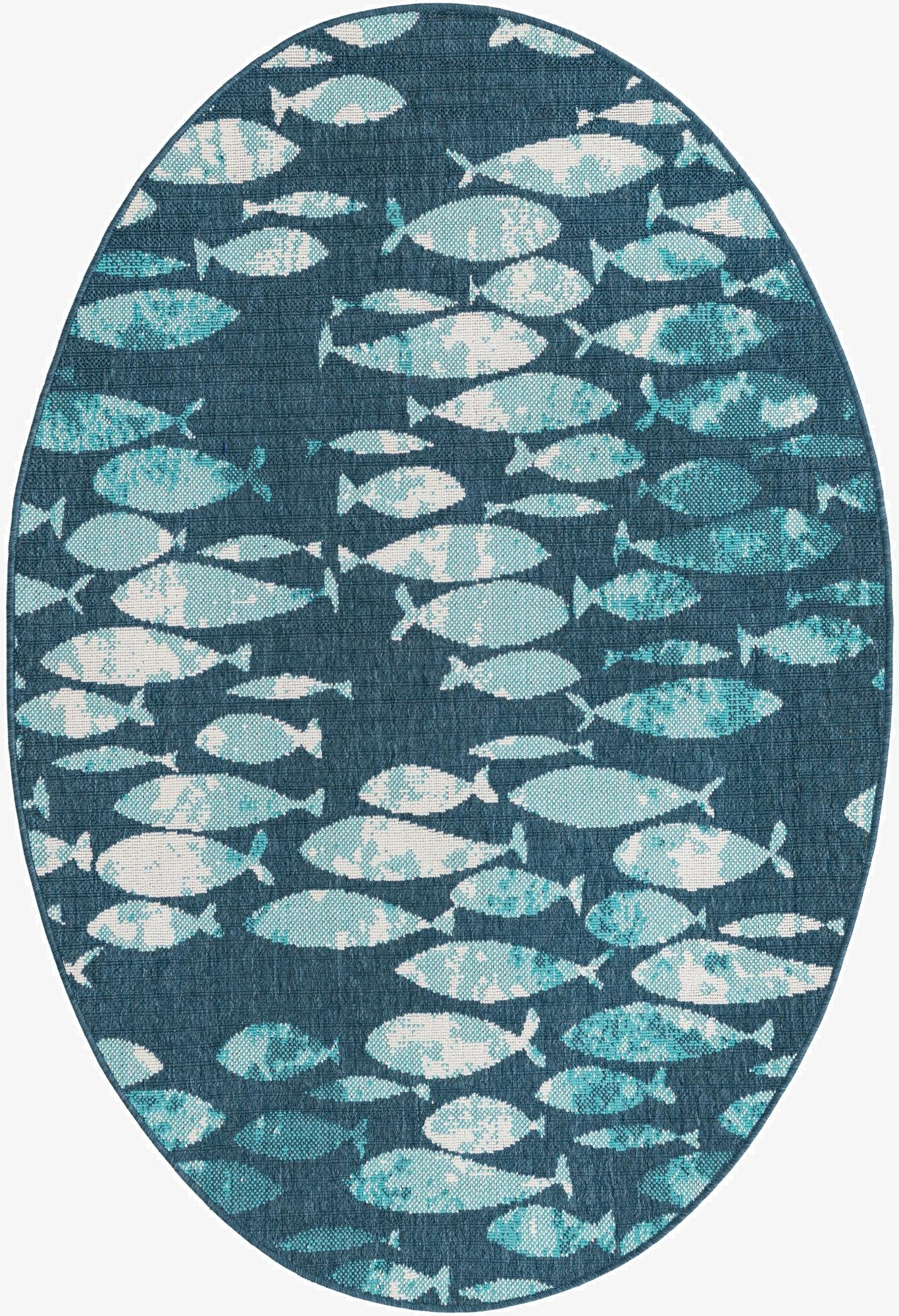  4' x 6'  Washable Coastal Indoor / Outdoor Oval Rug