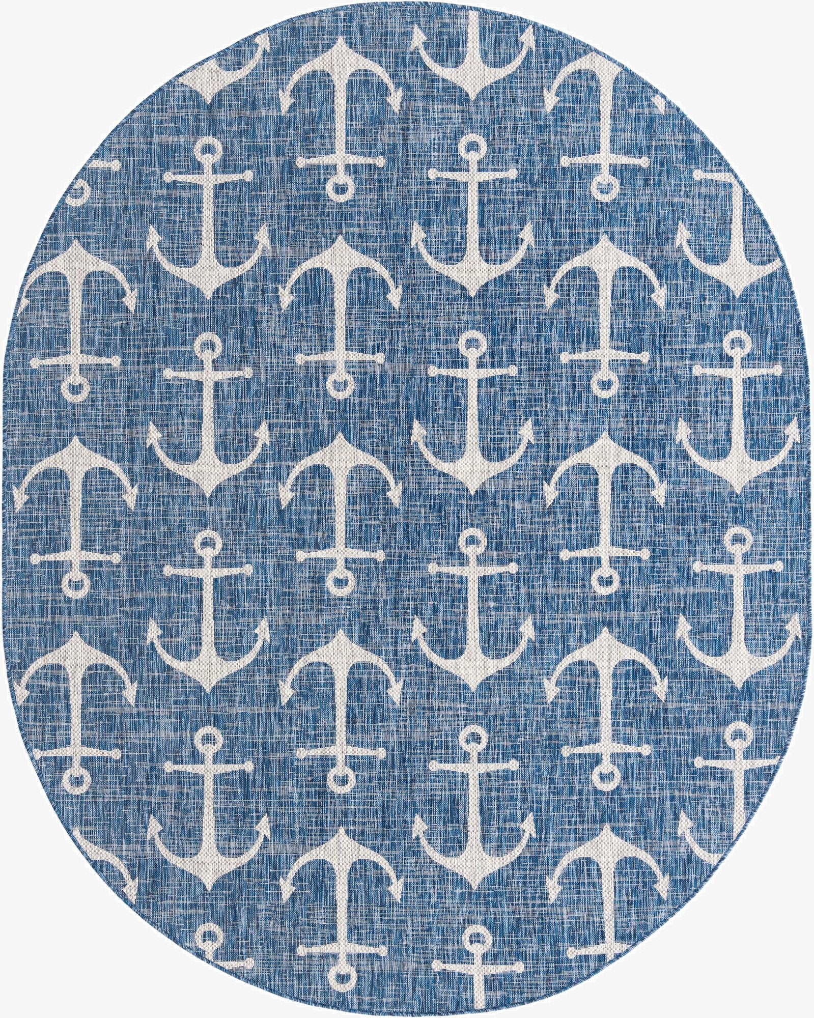  7' 10 x 10'  Washable Coastal Indoor / Outdoor Oval Rug