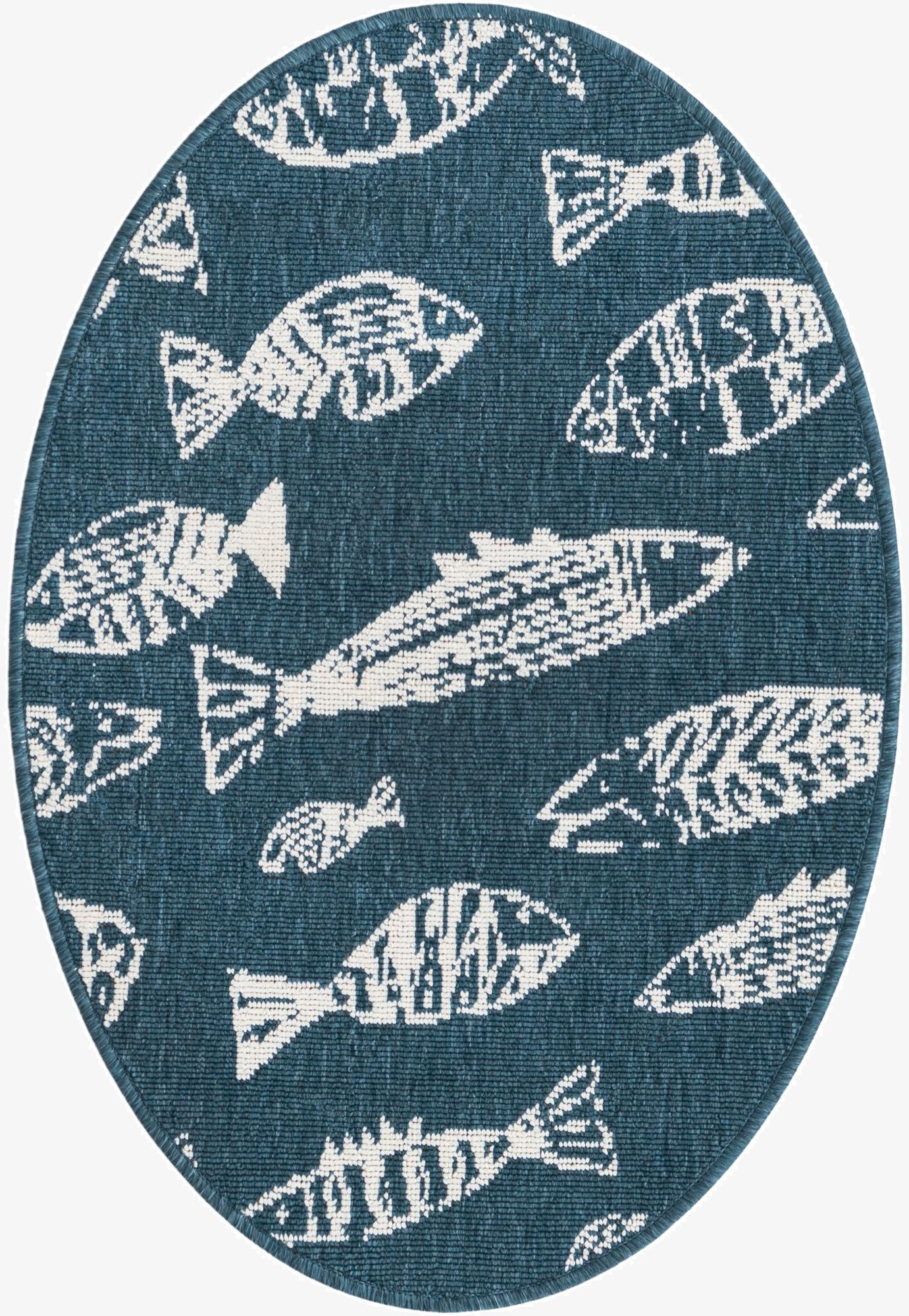  2' x 3'  Washable Coastal Indoor / Outdoor Oval Rug