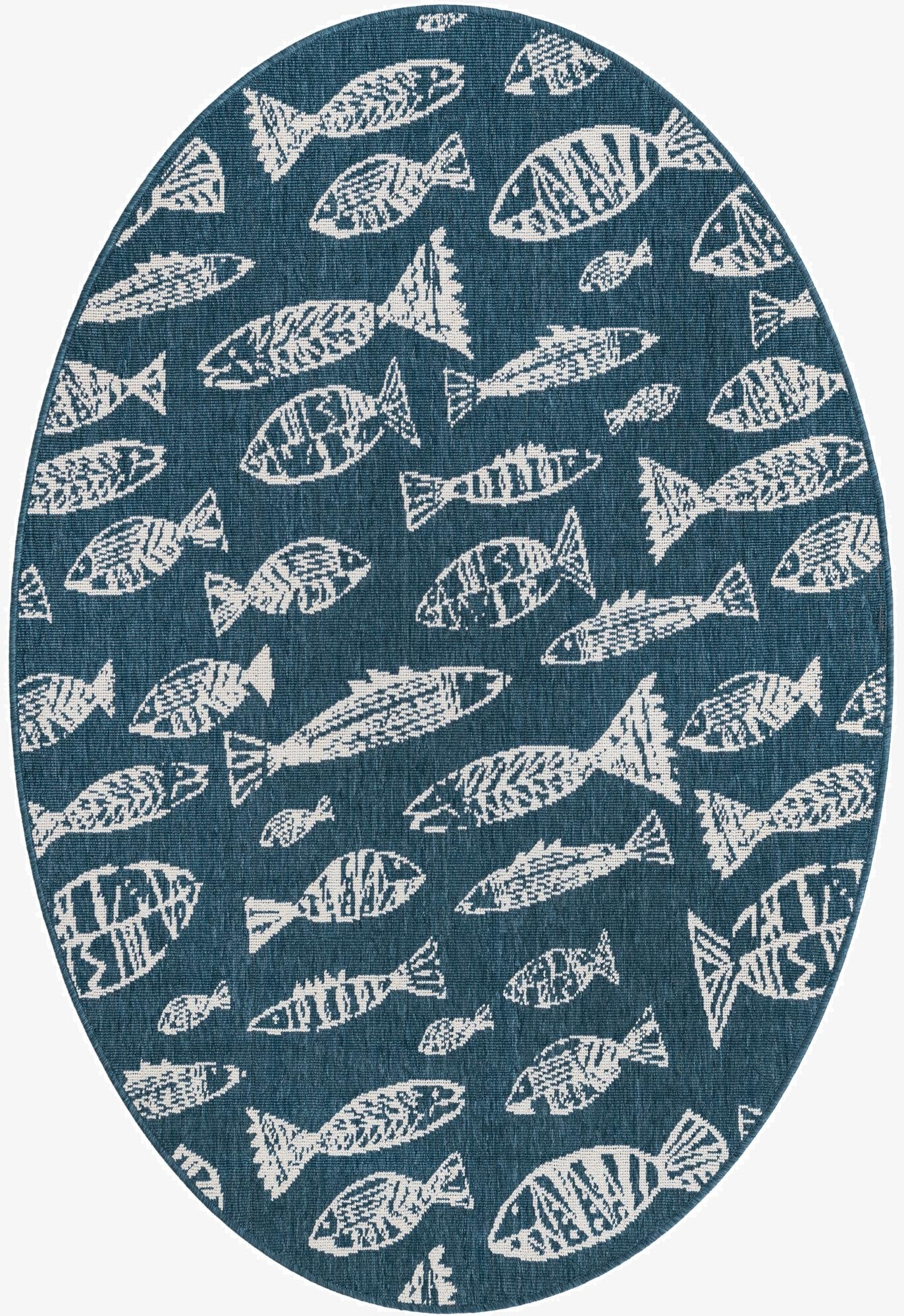  4' x 6'  Washable Coastal Indoor / Outdoor Oval Rug