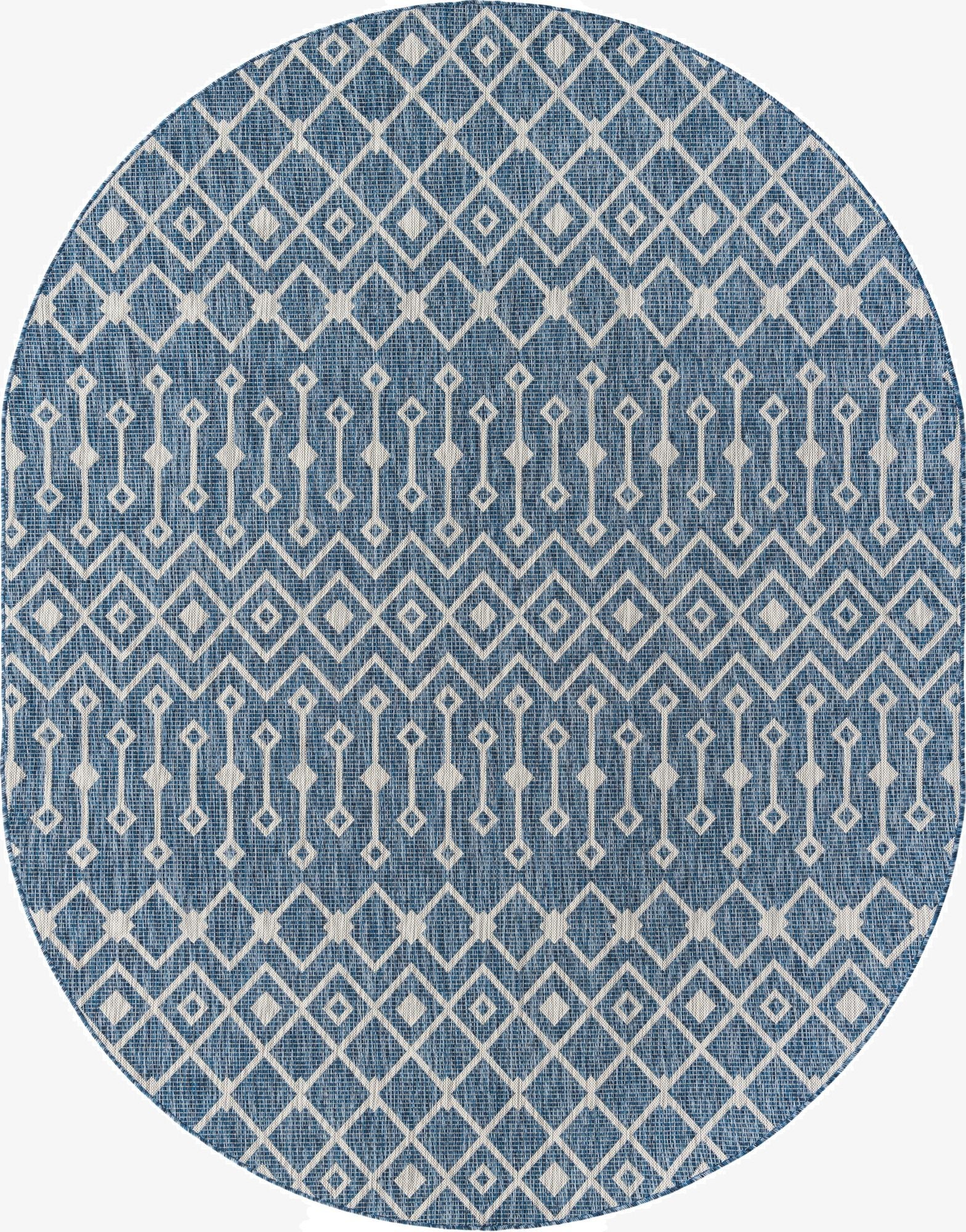  7' 10 x 10'  Washable Lattice Indoor / Outdoor Oval Rug