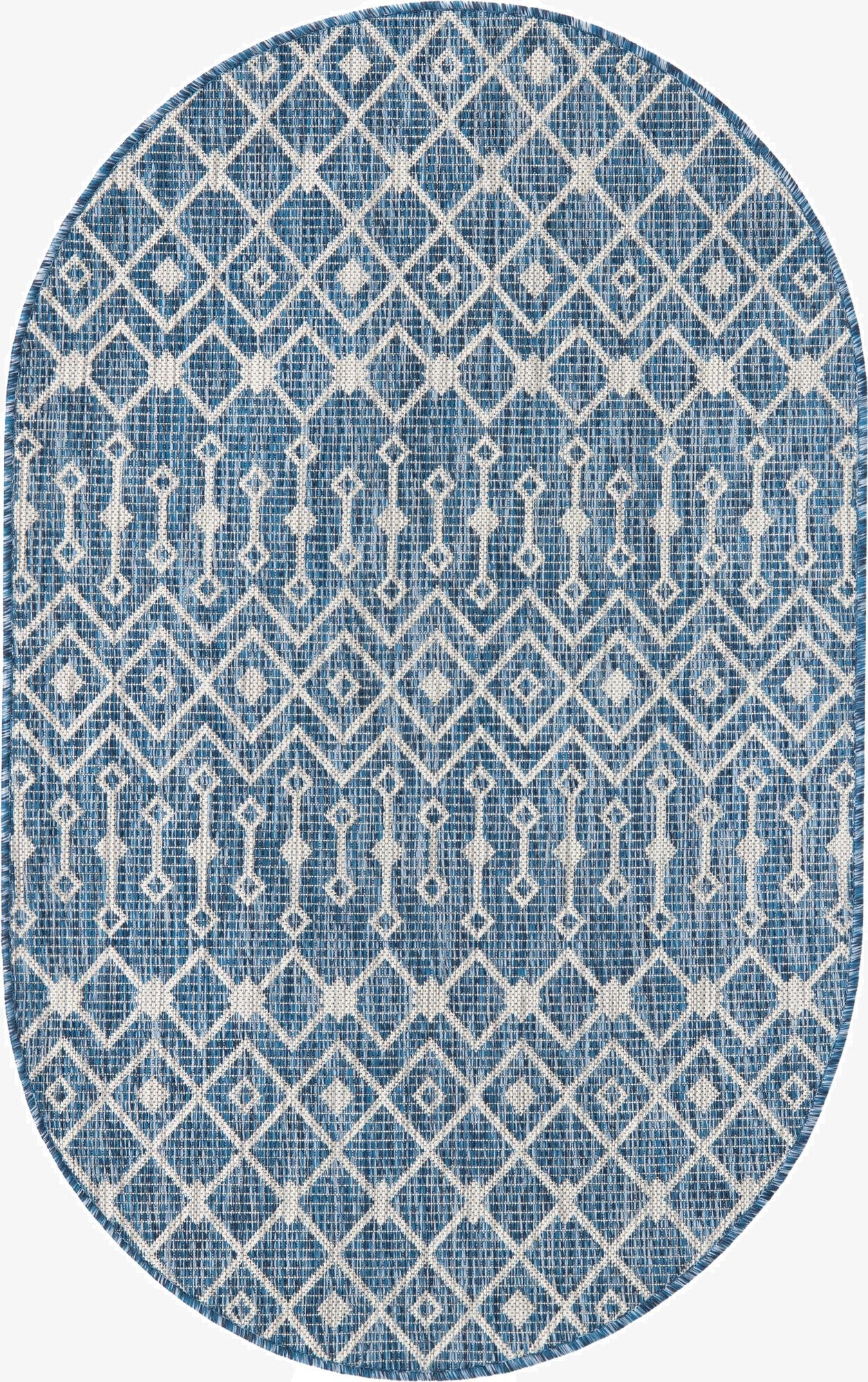  3' x 5' 3  Washable Lattice Indoor / Outdoor Oval Rug