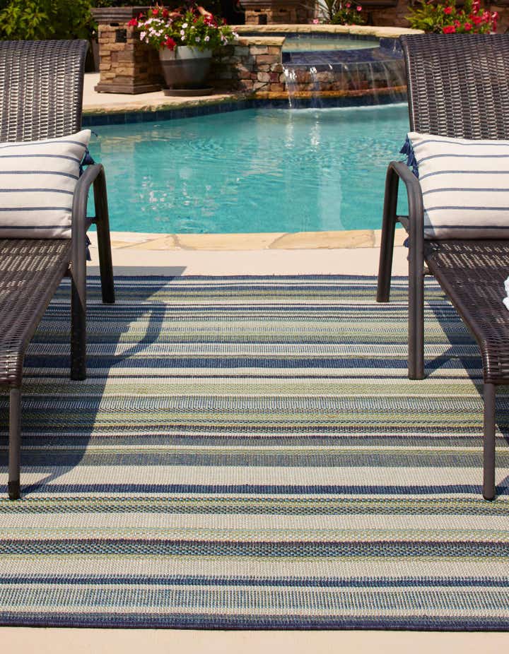 Blue 9' x 12' Baja Indoor / Outdoor Rug | Rugs.com