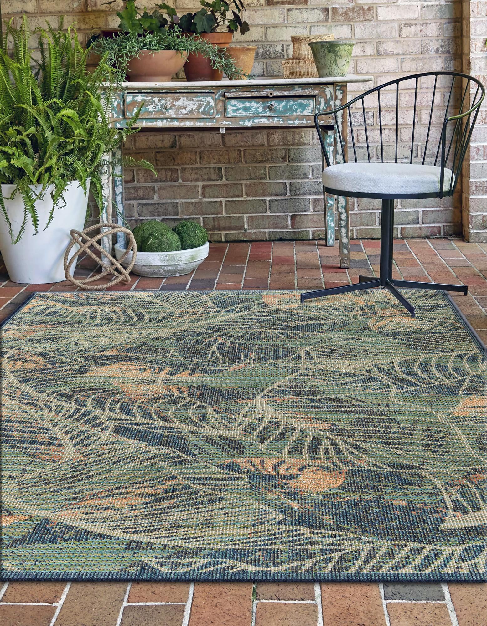 Blue 9' 2 x 12' 2 Baja Indoor / Outdoor Rug | Rugs.com