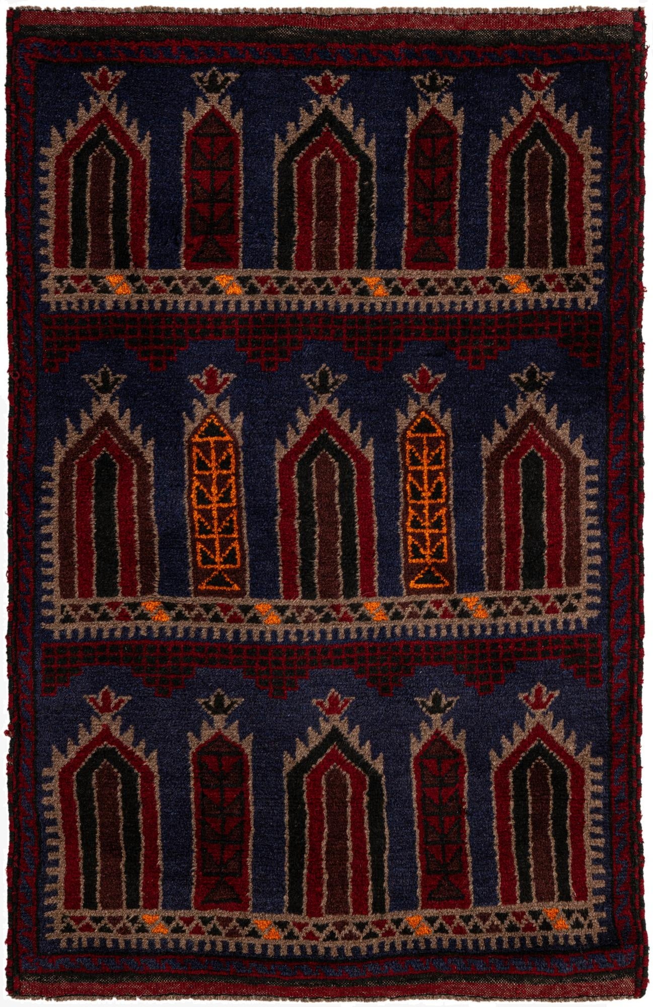  3' 1 x 4' 9  Hand Knotted Balouch Persian Wool Rug