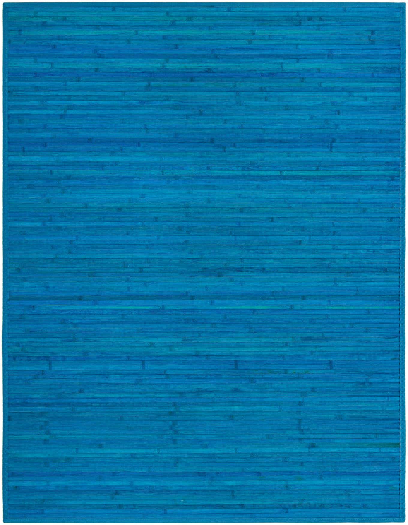 A 4x6 rectangular Rugs.com Bamboo area rug in a vibrant blue hue, featuring a modern, solid pattern of horizontal bamboo slats.