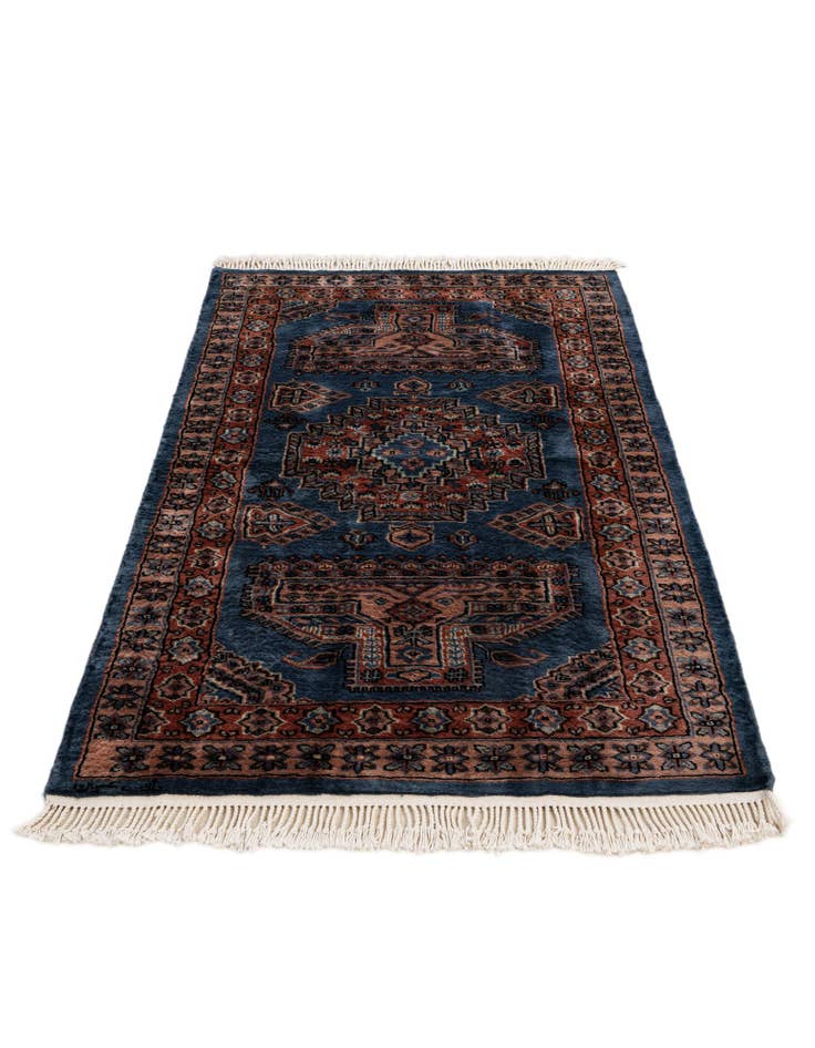 Detail image of  3' 1 x 5'  Hand Knotted Bokhara Oriental Wool Rug